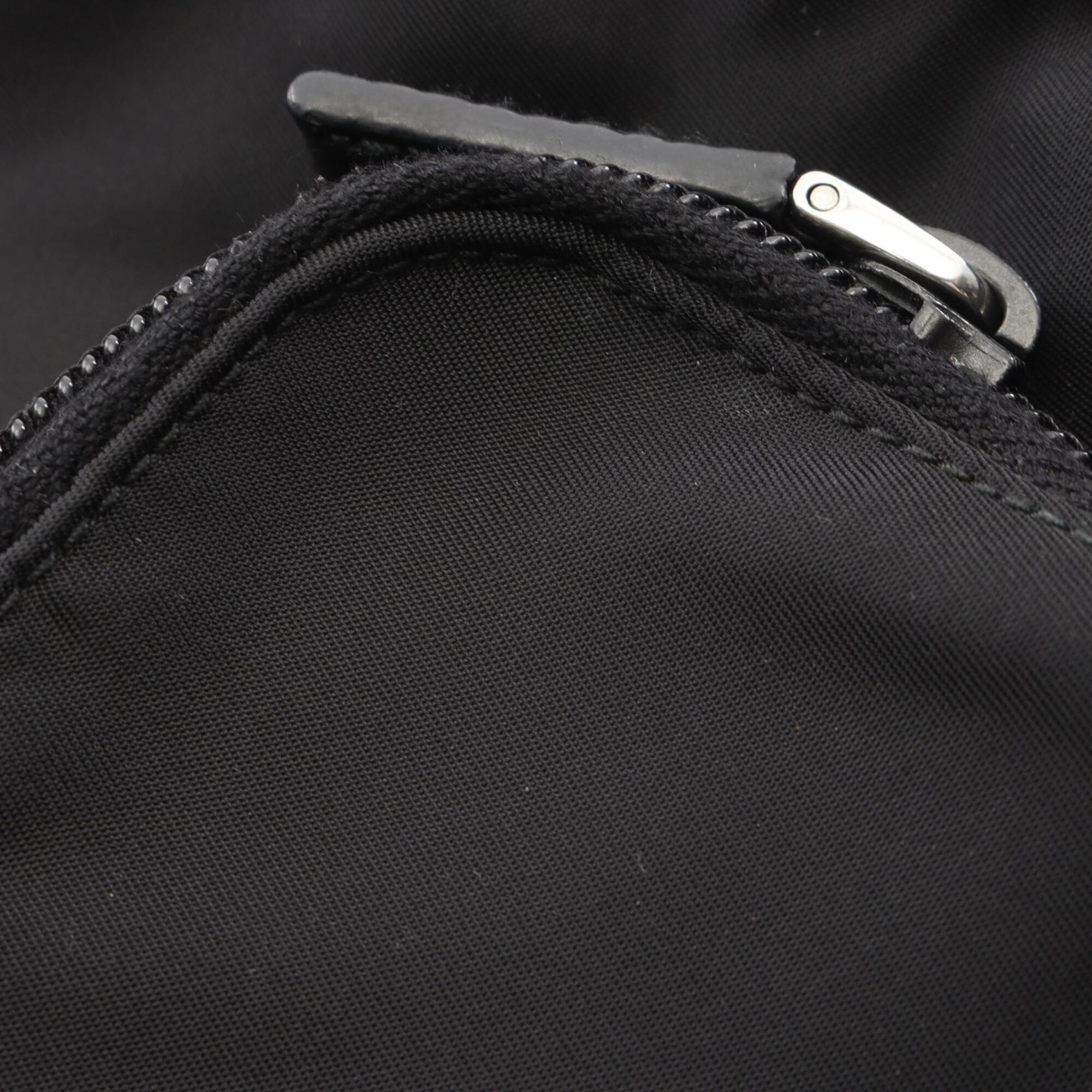 Prada Black Nylon Leather Handbag Shoulder Bag (Pre-Owned)