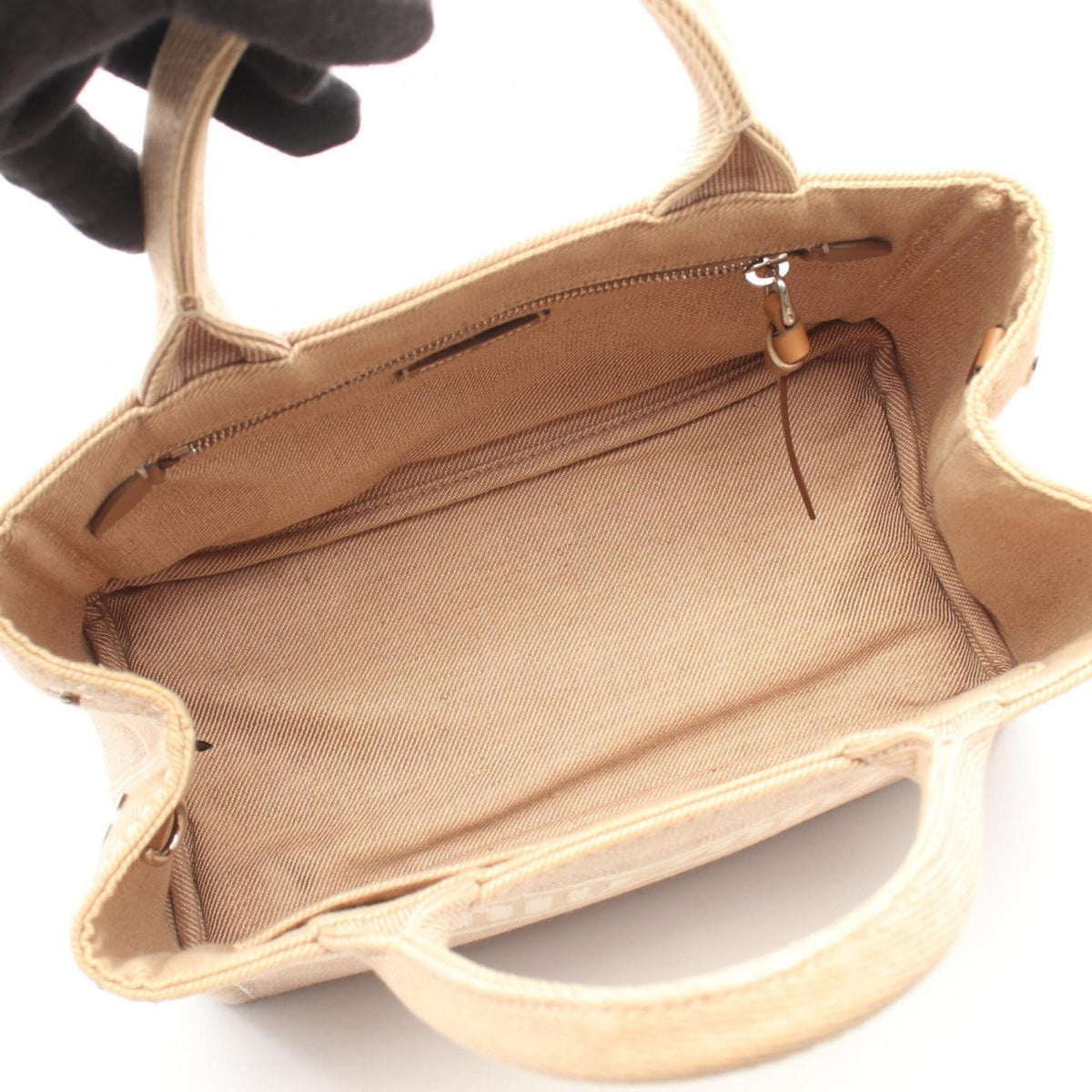 Miu Miu Beige Ivory Canvas Handbag Tote Bag (Pre-Owned)