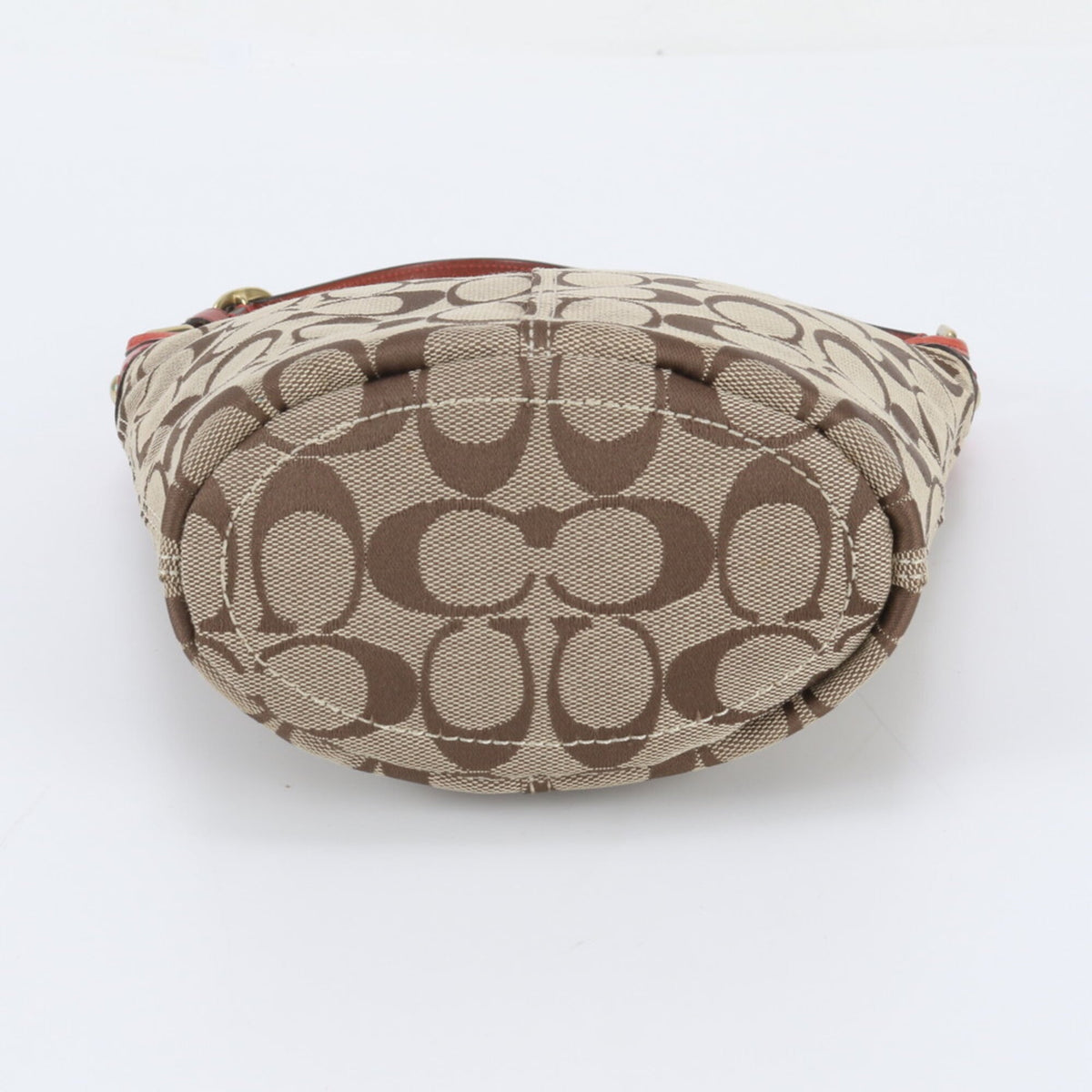 Coach Beige Leather Canvas Handbag Shoulder Bag (Pre-Owned)