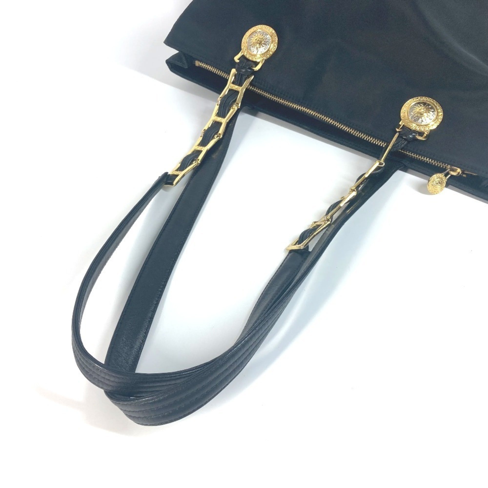 Versace Black Nylon Shoulder Bag Tote Bag (Pre-Owned)