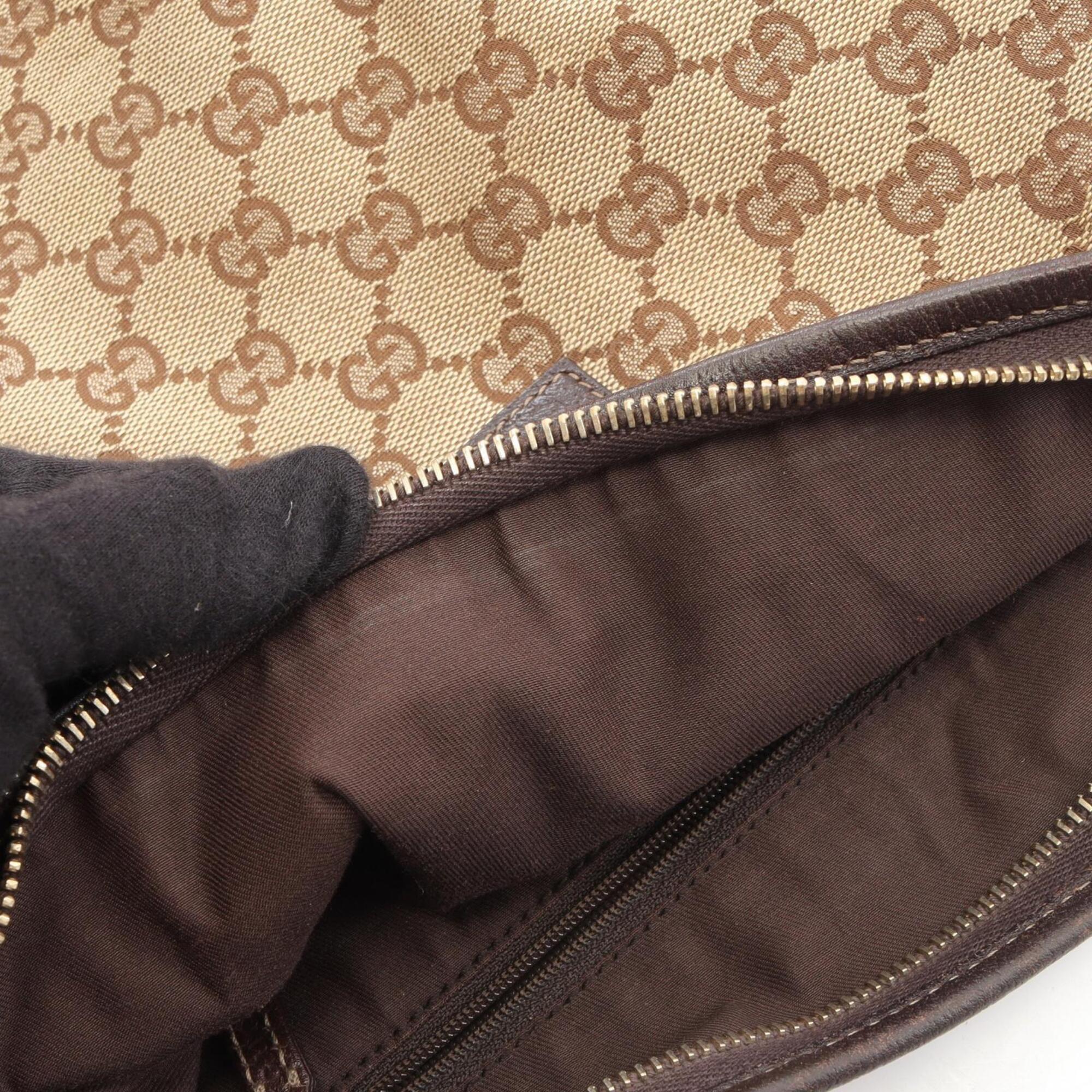 Gucci Beige Brown Canvas Leather Handbag Shoulder Bag (Pre-Owned)