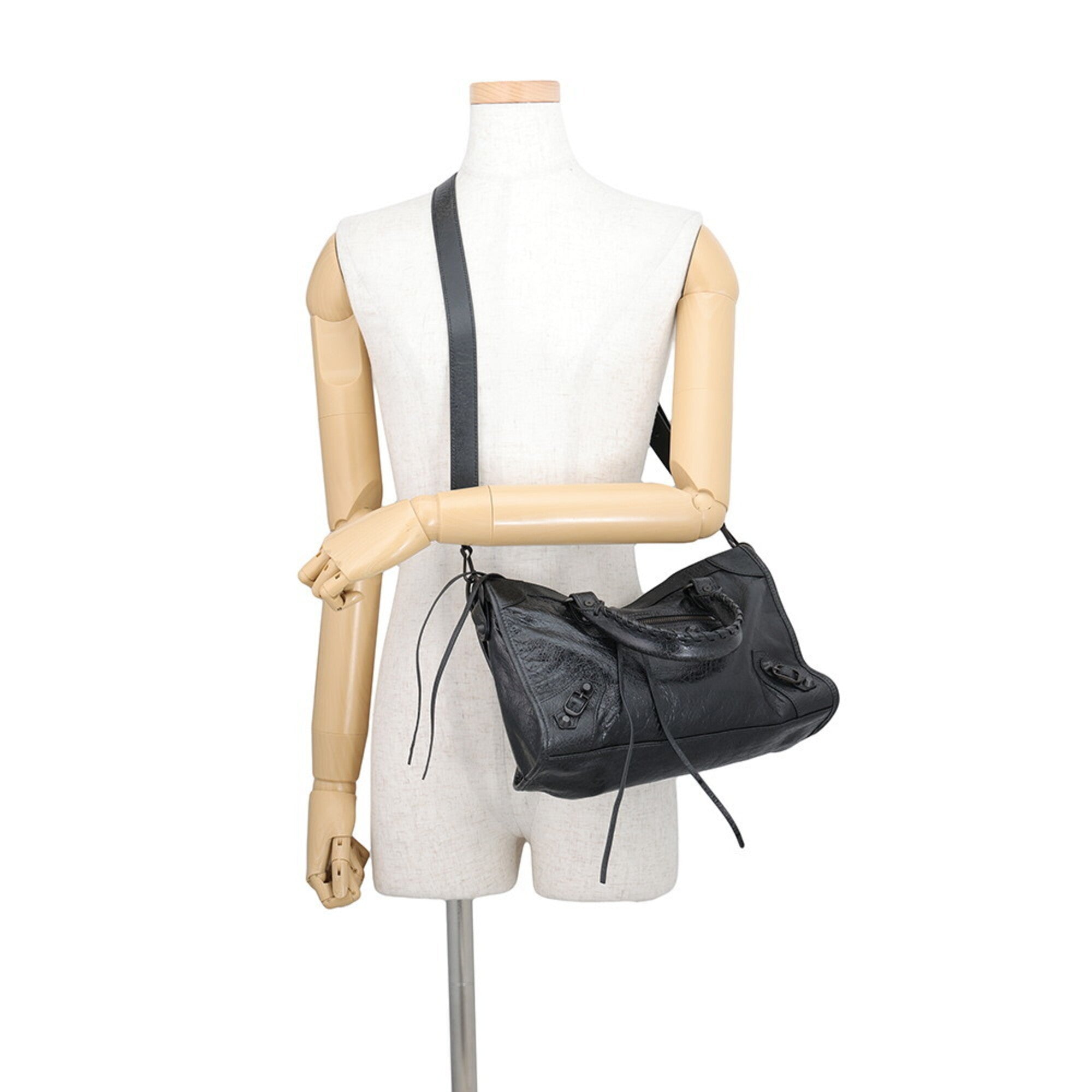 Balenciaga Black Leather Handbag Shoulder Bag (Pre-Owned)