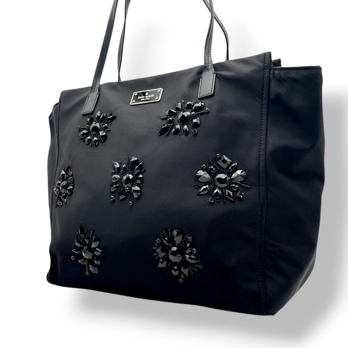 Kate Spade Black Nylon Leather Handbag Tote Bag (Pre-Owned)