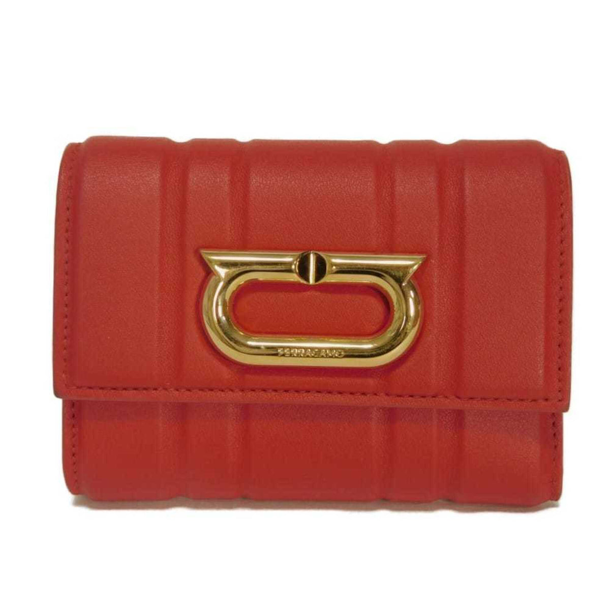 Salvatore Ferragamo Red Color Leather Wallet (Tri-Fold) (Pre-Owned)