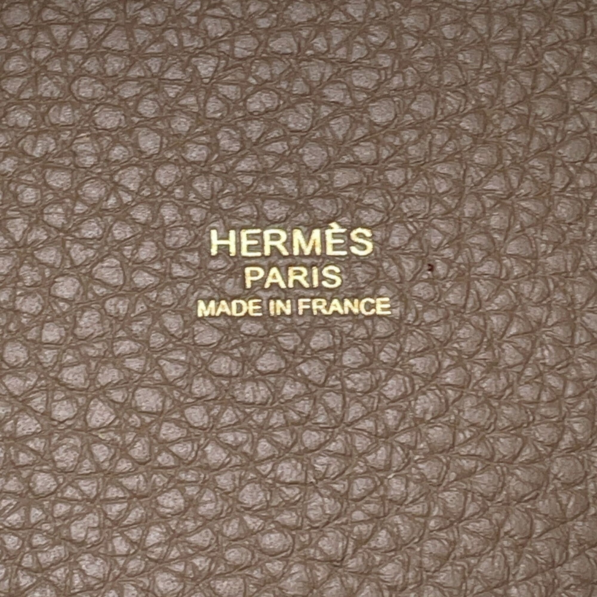 Hermes Etoupe Gray Taurillon Clemence Leather Handbag Tote Bag (Pre-Owned)