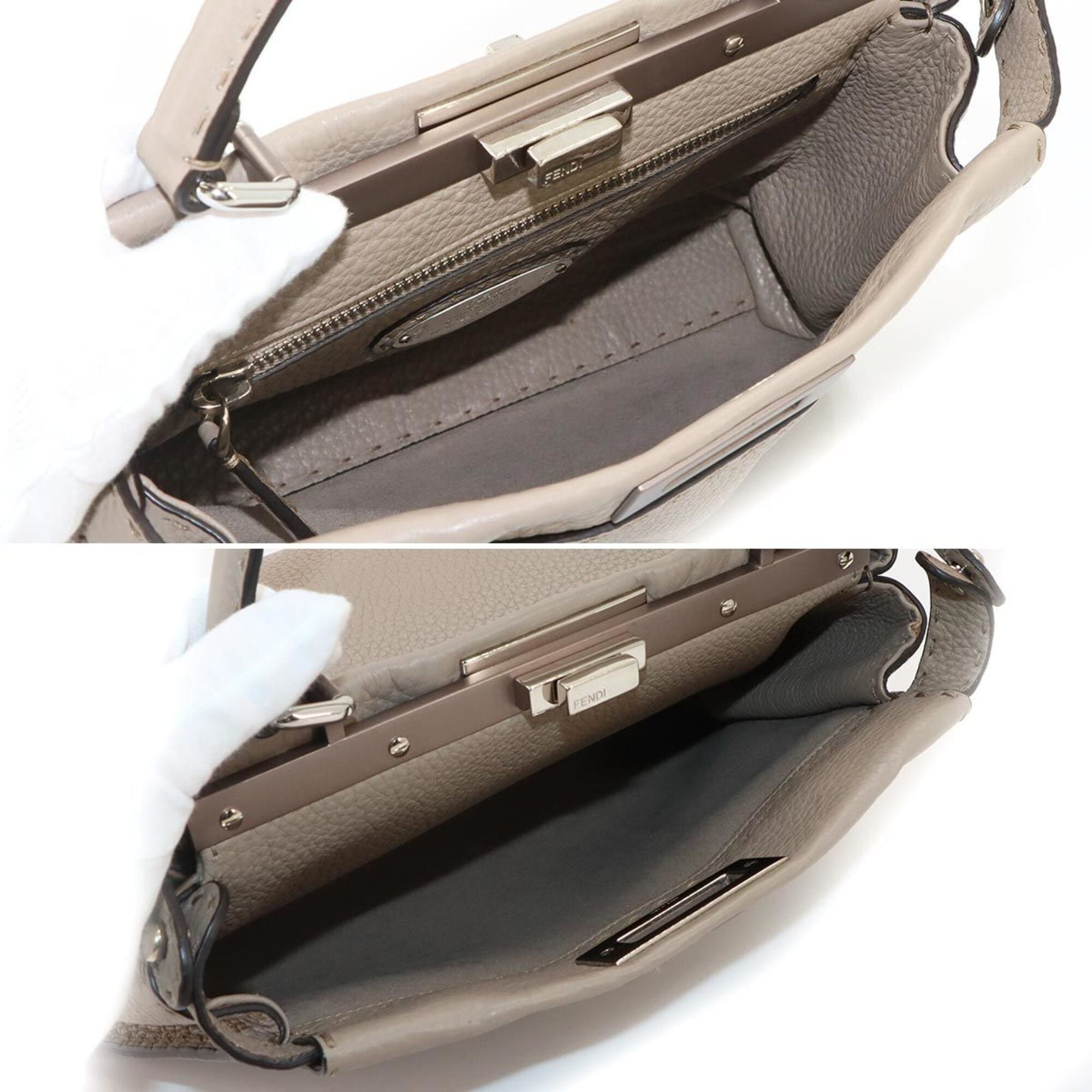 Fendi Selleria Beige Leather Handbag (Pre-Owned)