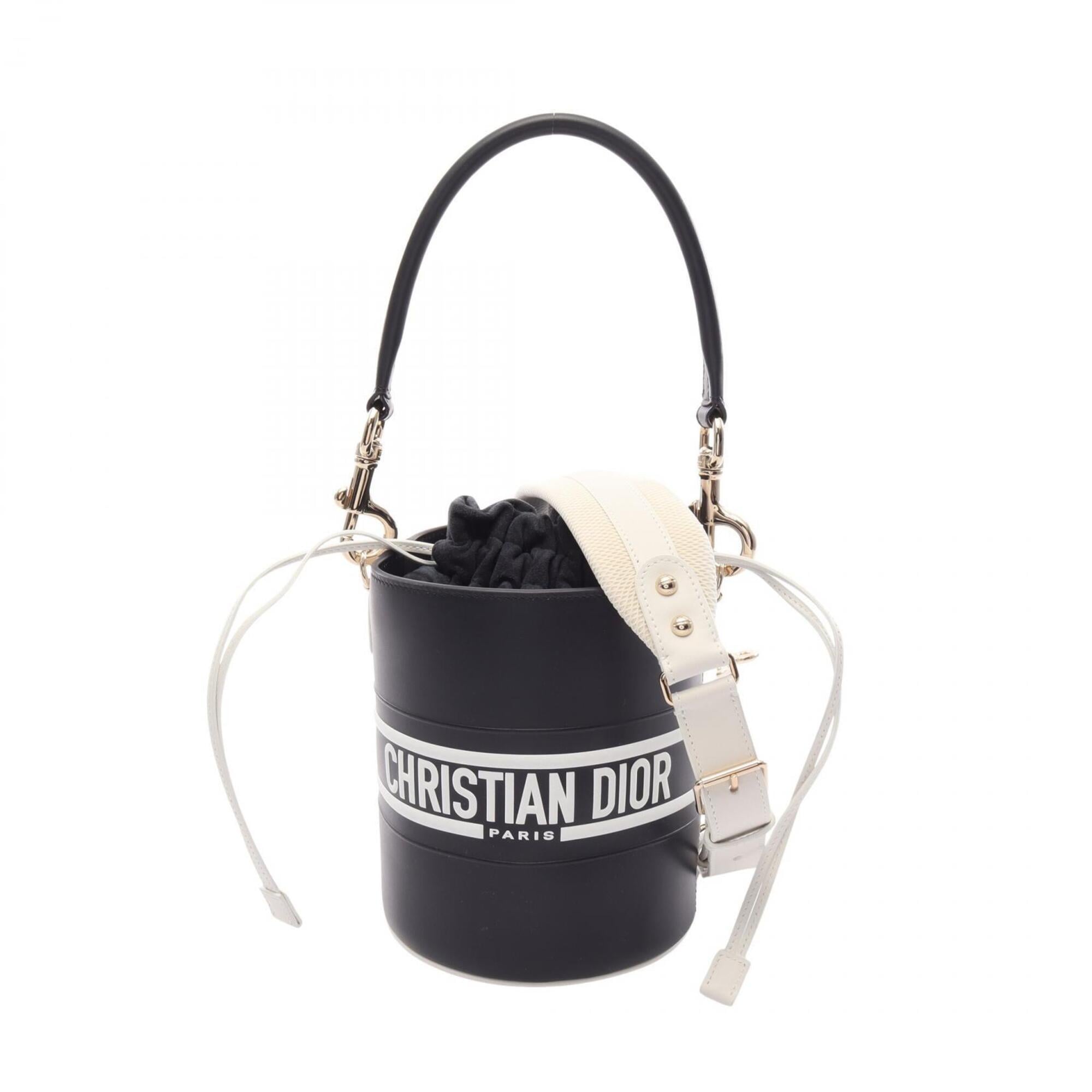 Christian Dior Navy White Leather Handbag (Pre-Owned)