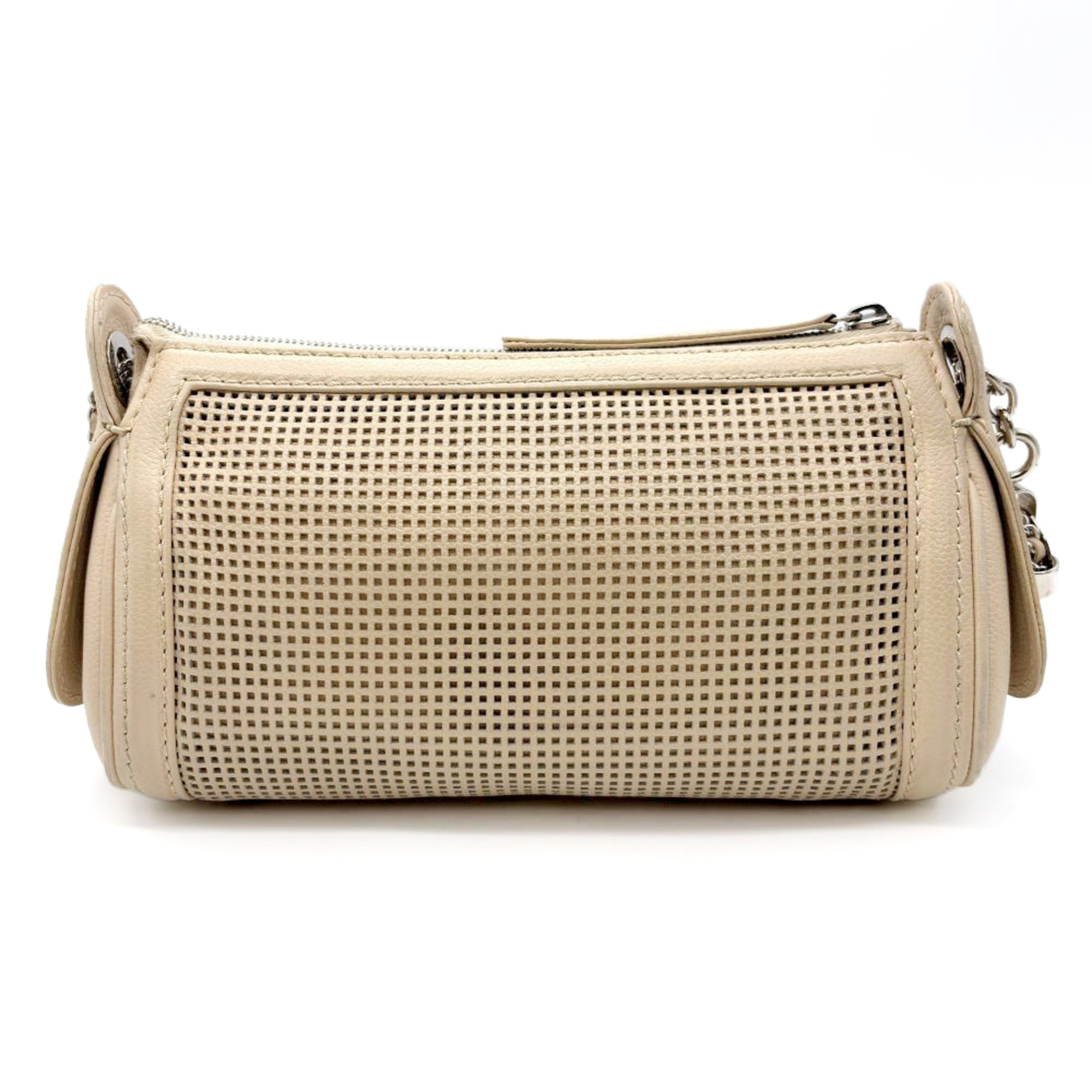 Chanel Beige Grained Calfskin Shoulder Bag (Pre-Owned)