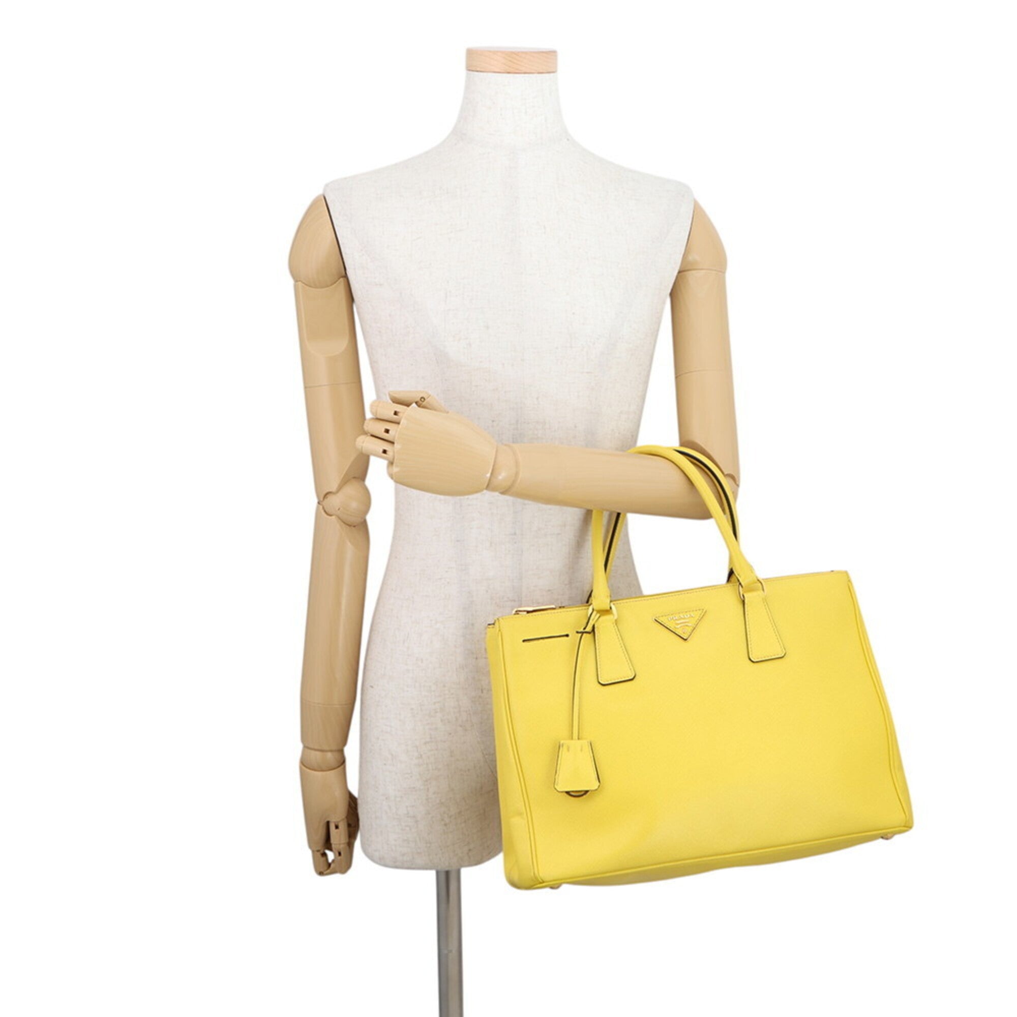 Prada Saffiano Yellow Leather Handbag (Pre-Owned)