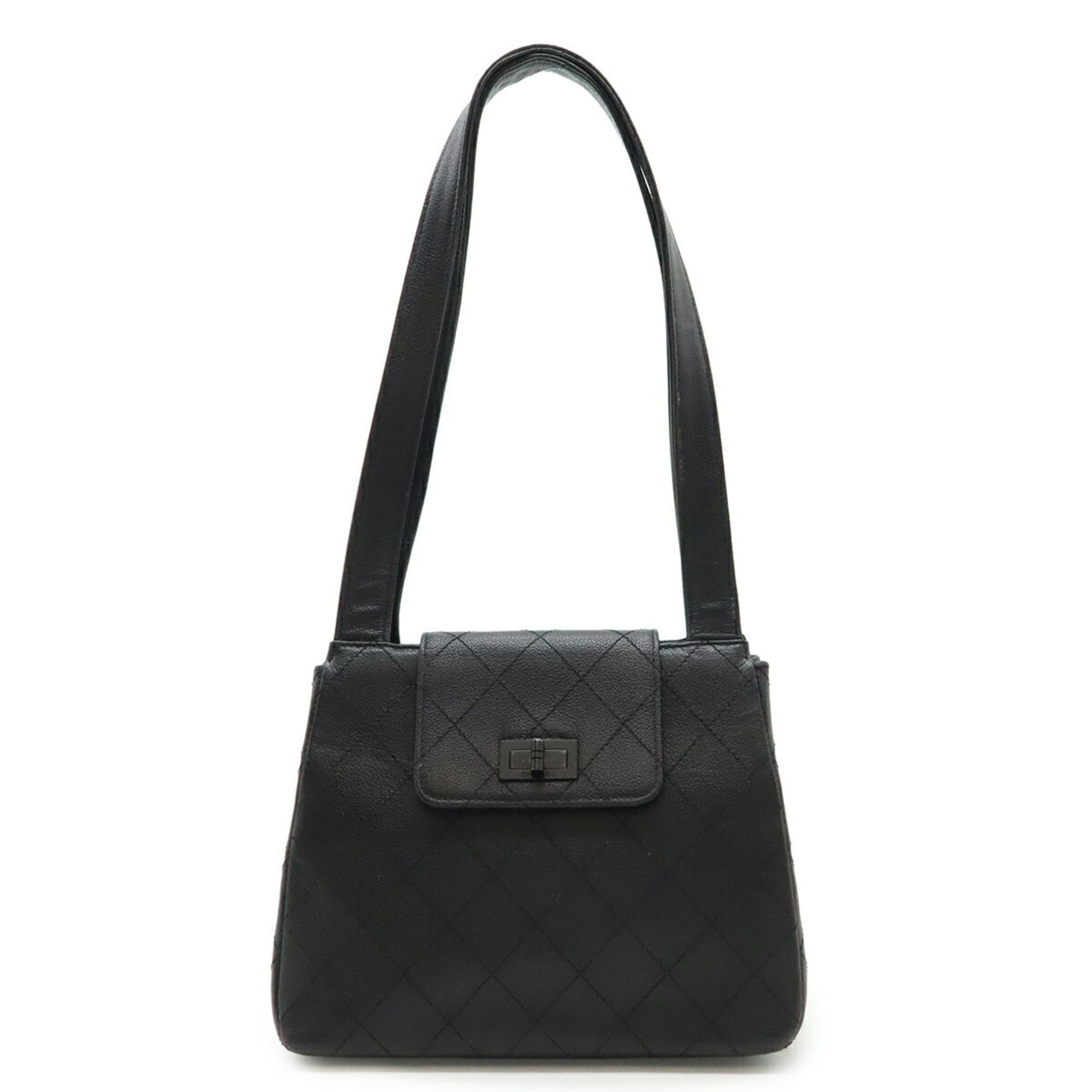Chanel Black Leather Shoulder Bag Tote Bag (Pre-Owned)