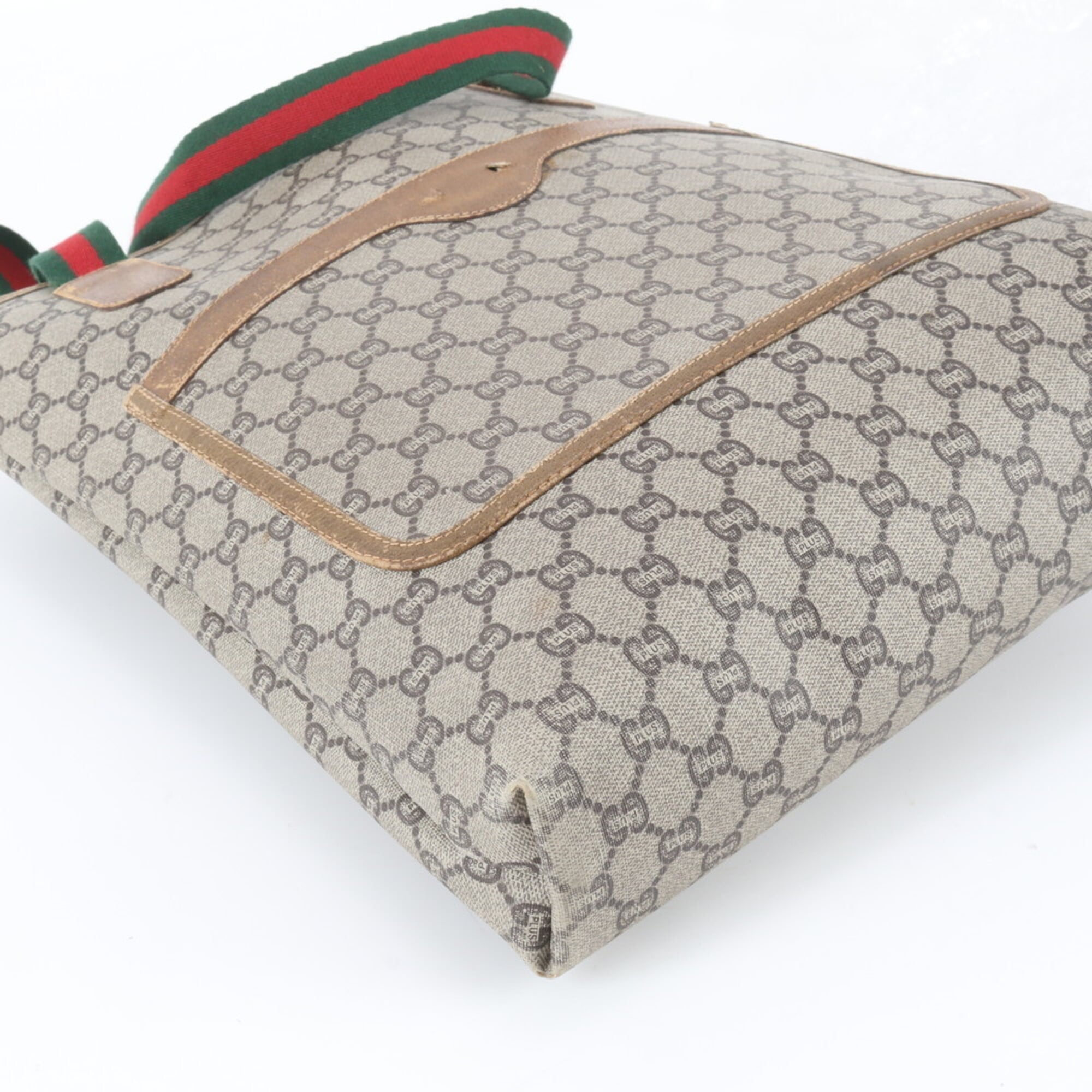Gucci Brown Leather Coated Canvas Shoulder Bag Tote Bag (Pre-Owned)