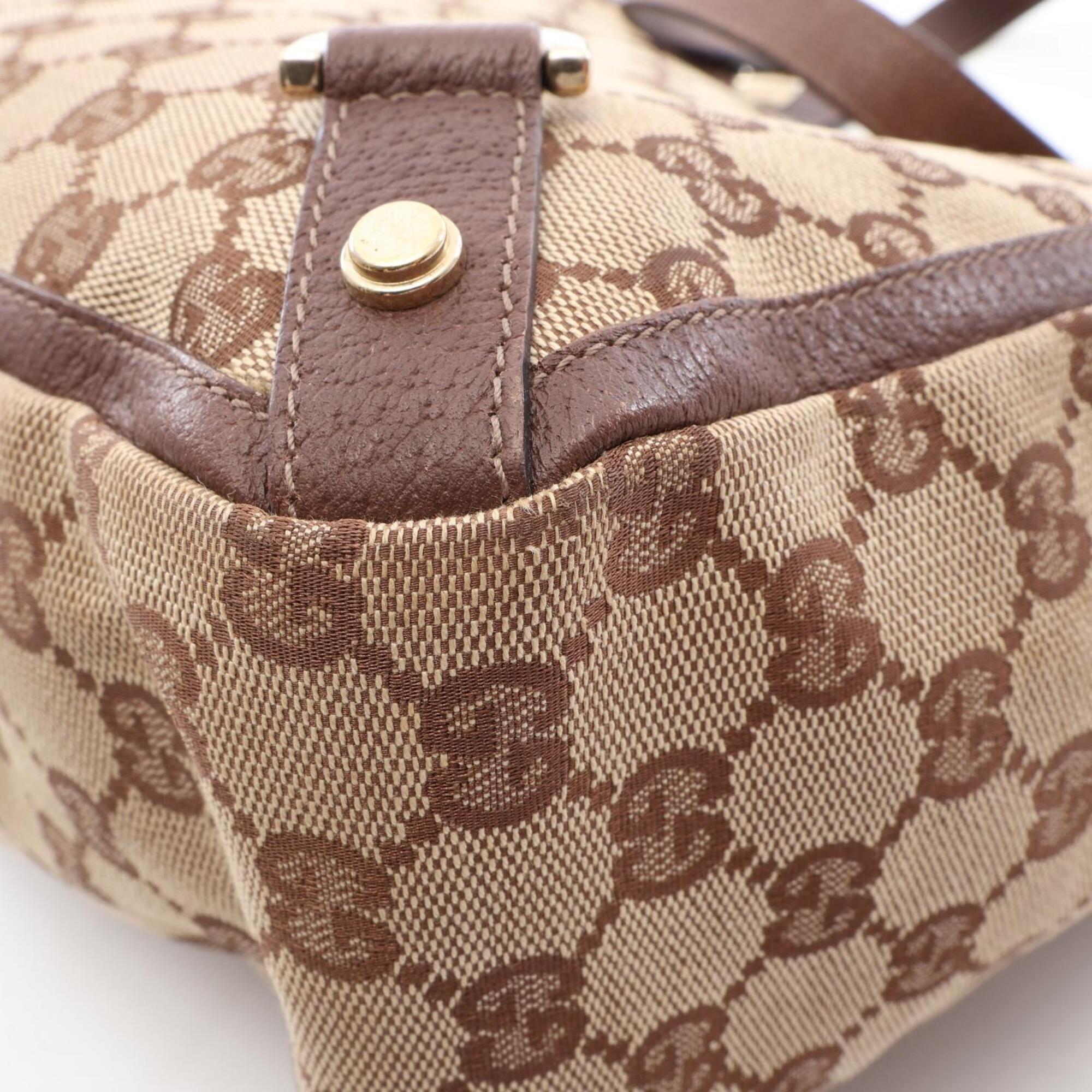 Gucci Abbey Beige Brown Gg Canvas Leather Handbag Tote Bag (Pre-Owned)