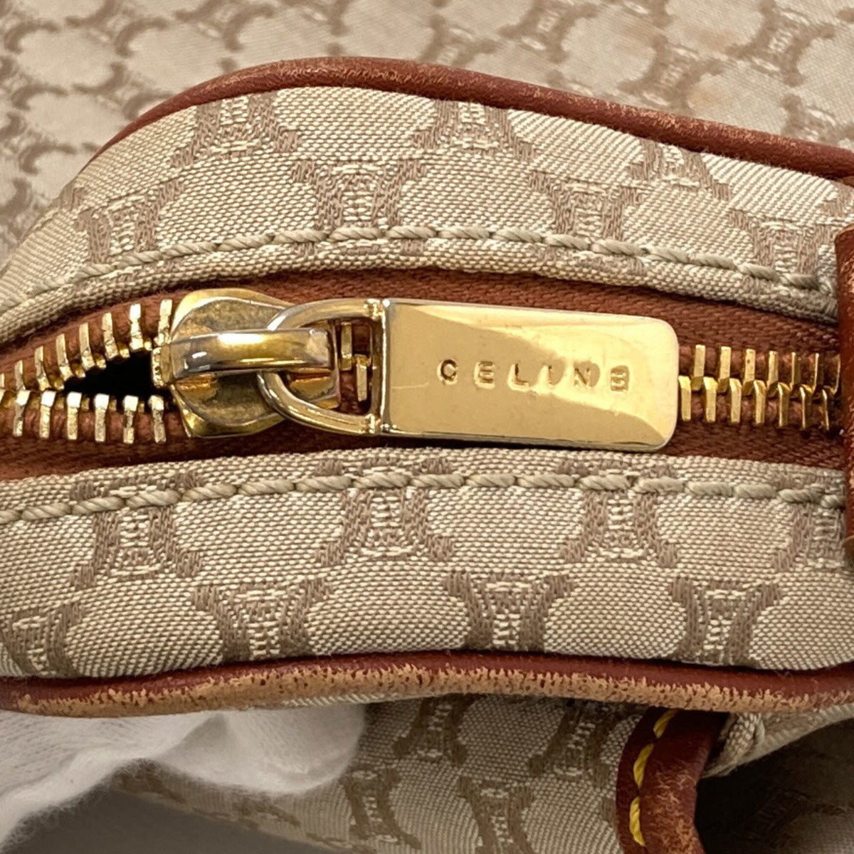 Celine Brown Canvas Shoulder Bag (Pre-Owned)