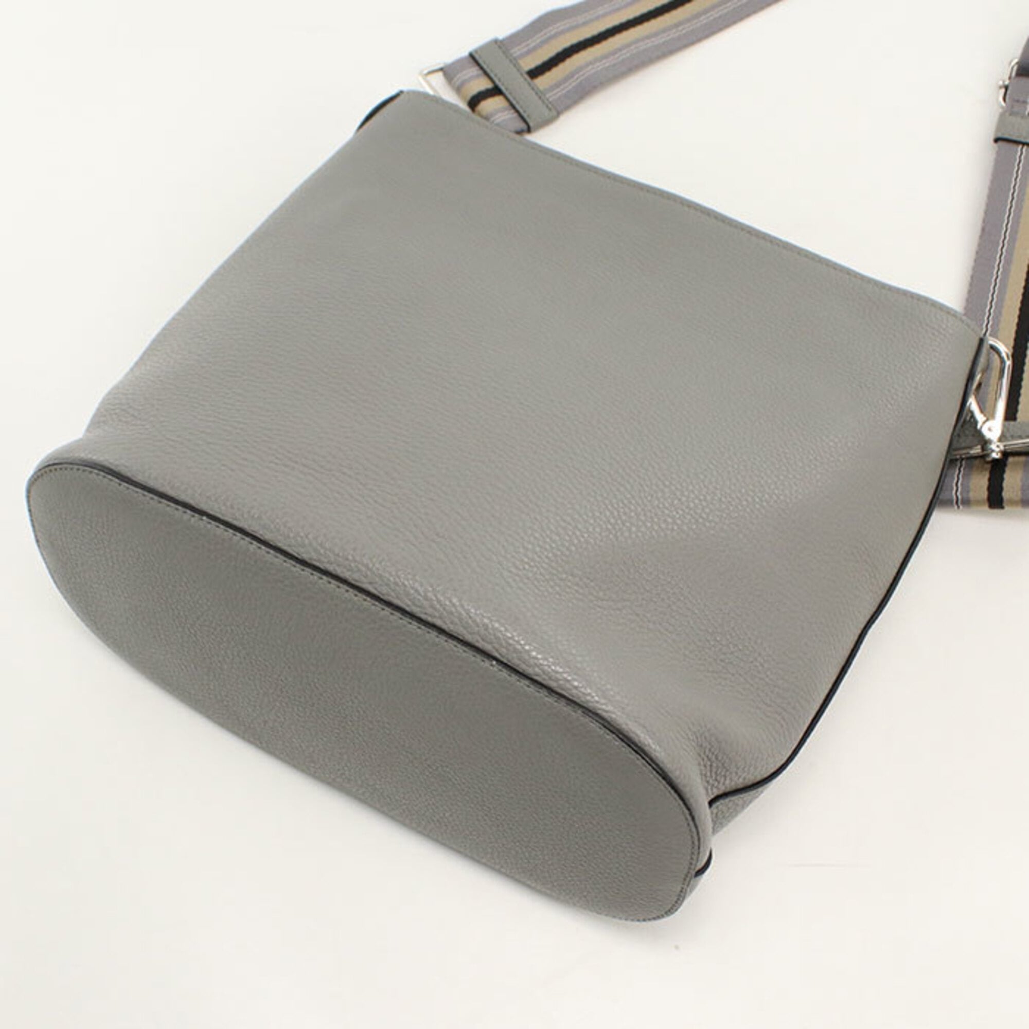 Prada Gray Leather Shoulder Bag (Pre-Owned)
