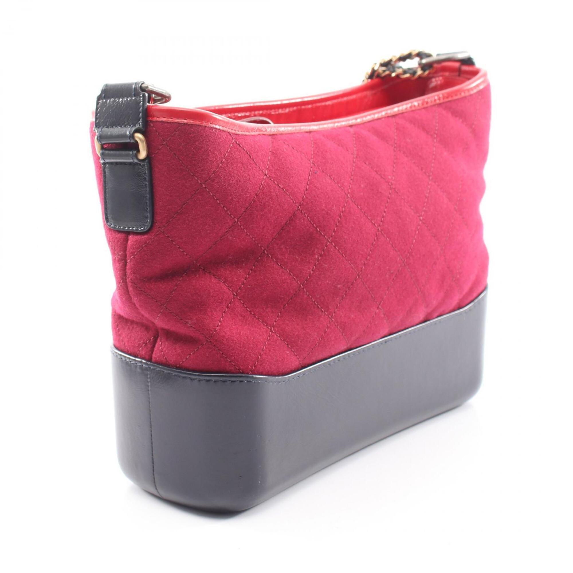 Chanel Navy Purple Red Color Leather Fabric Handbag Shoulder Bag (Pre-Owned)