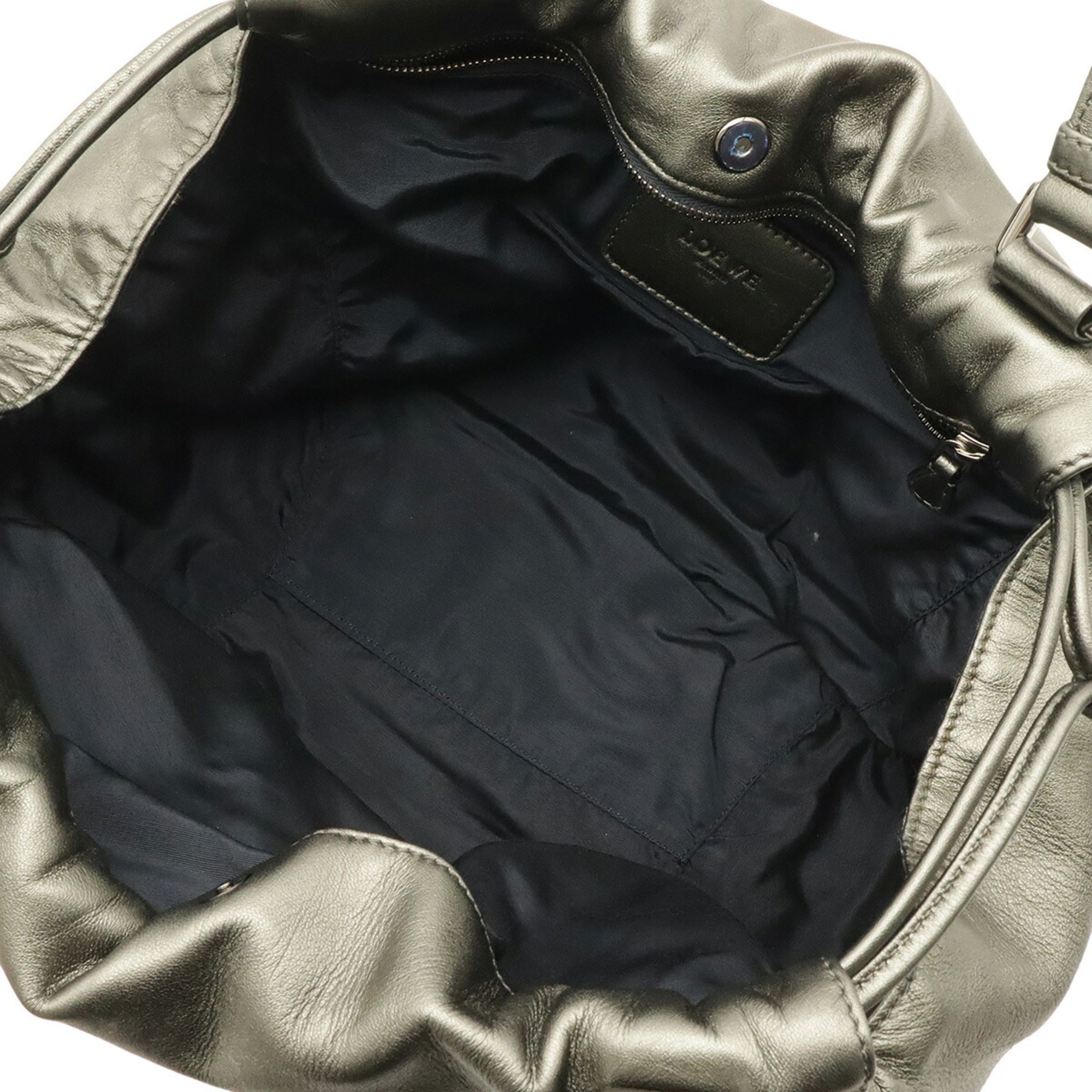 Loewe Khaki Metallic Leather Shoulder Bag Tote Bag (Pre-Owned)