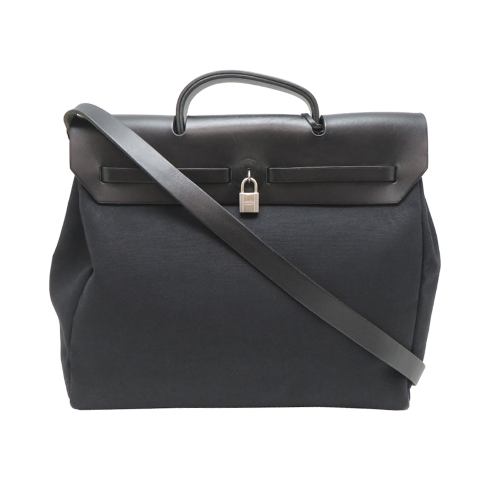 Hermes Black Toile Officier Handbag (Pre-Owned)