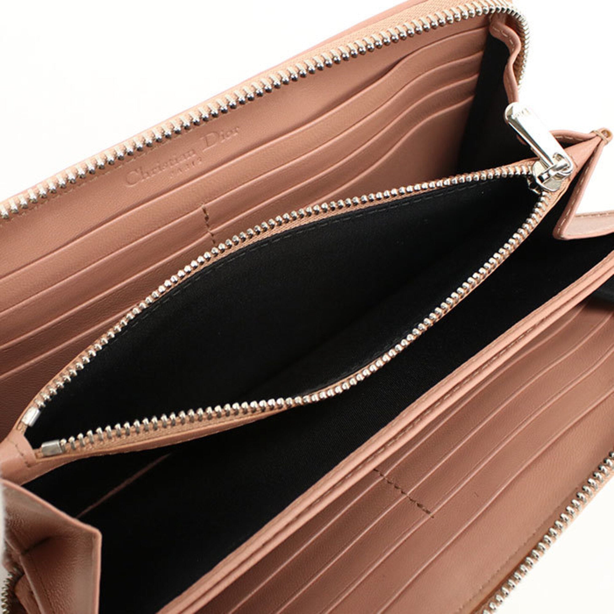 Christian Dior Pink Leather Long Wallet (Bi-Fold) (Pre-Owned)