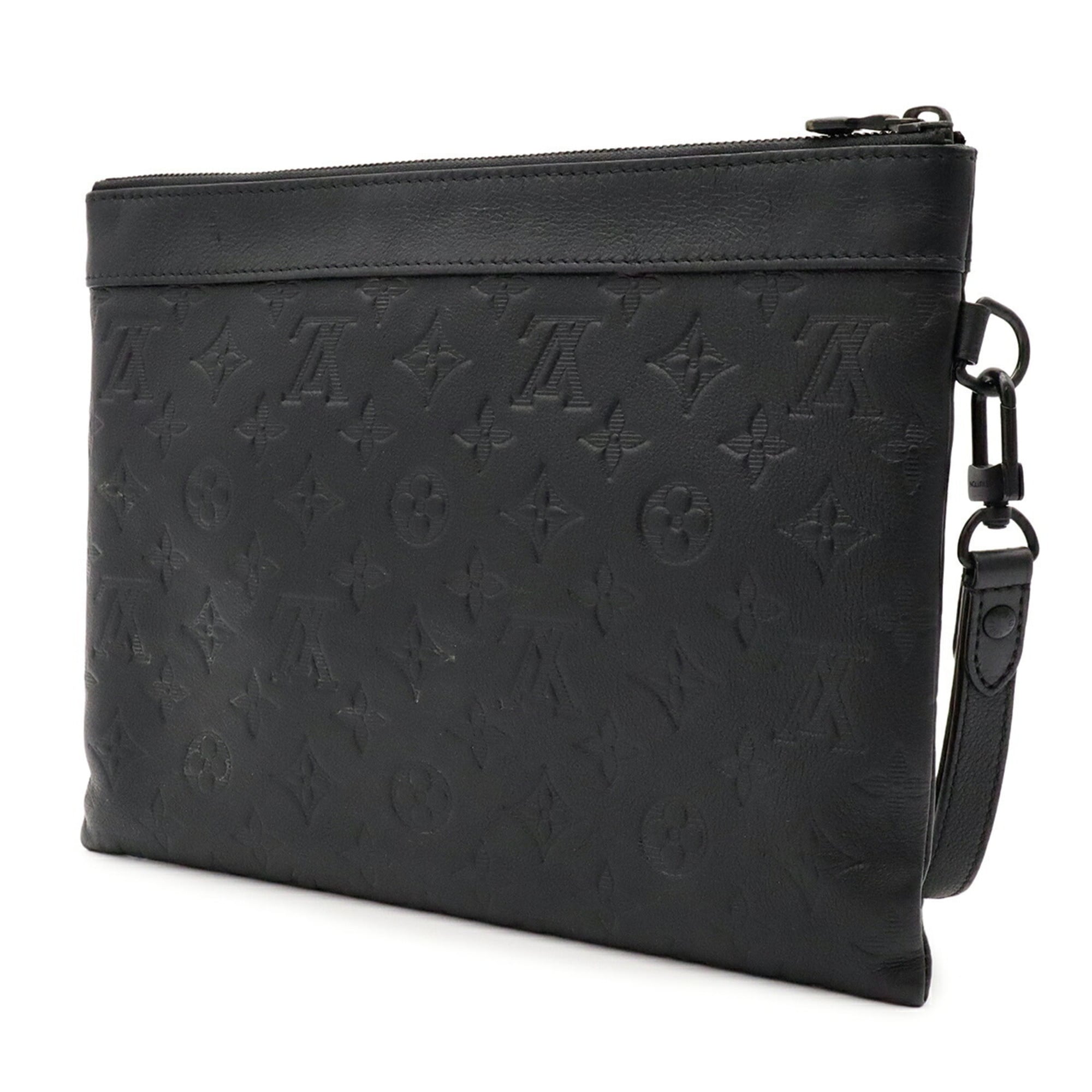 Louis Vuitton Black Noir White Monogram Shadow Clutch Bag Pochette (Pre-Owned)