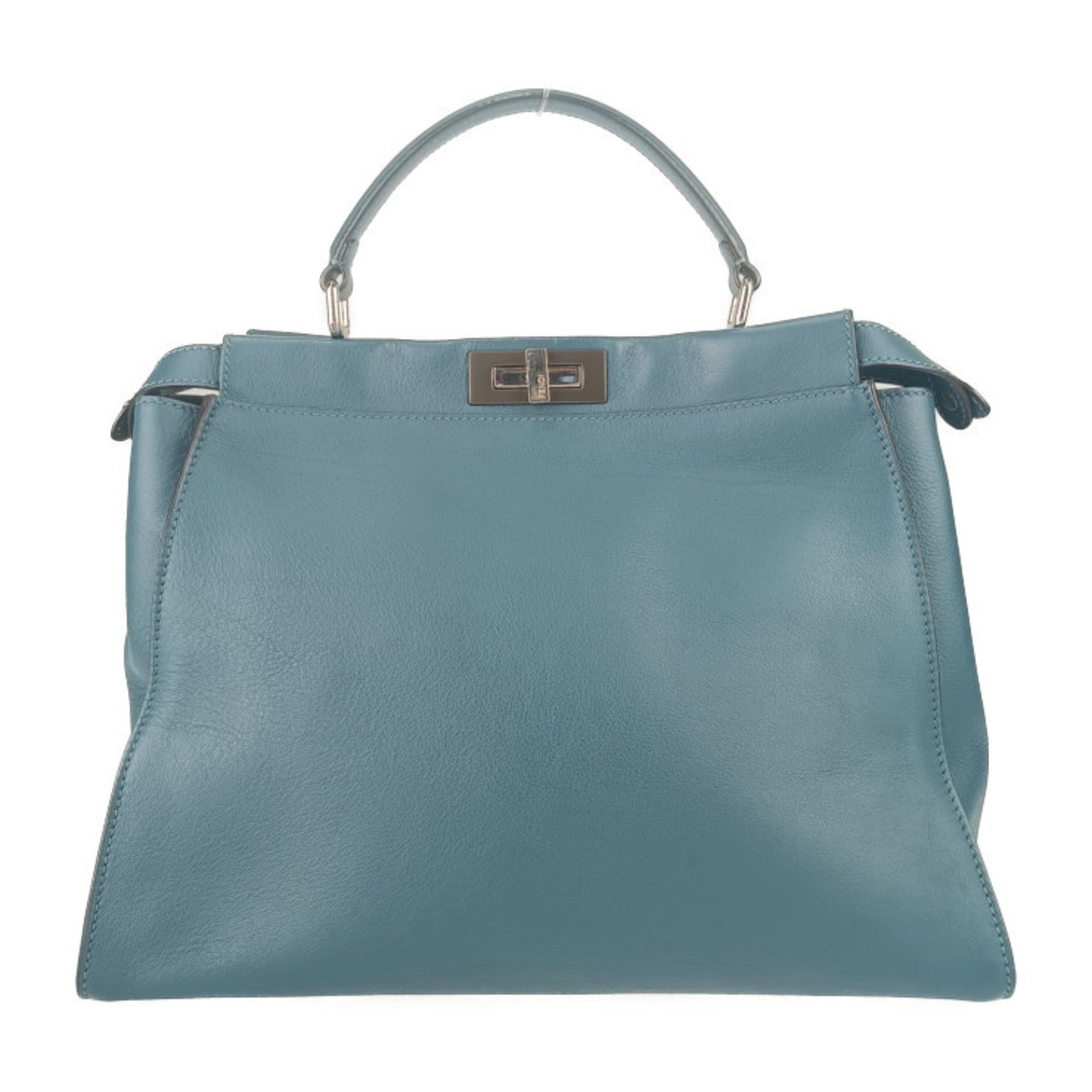Fendi Peekaboo Blue Leather Handbag Shoulder Bag Tote Bag (Pre-Owned)