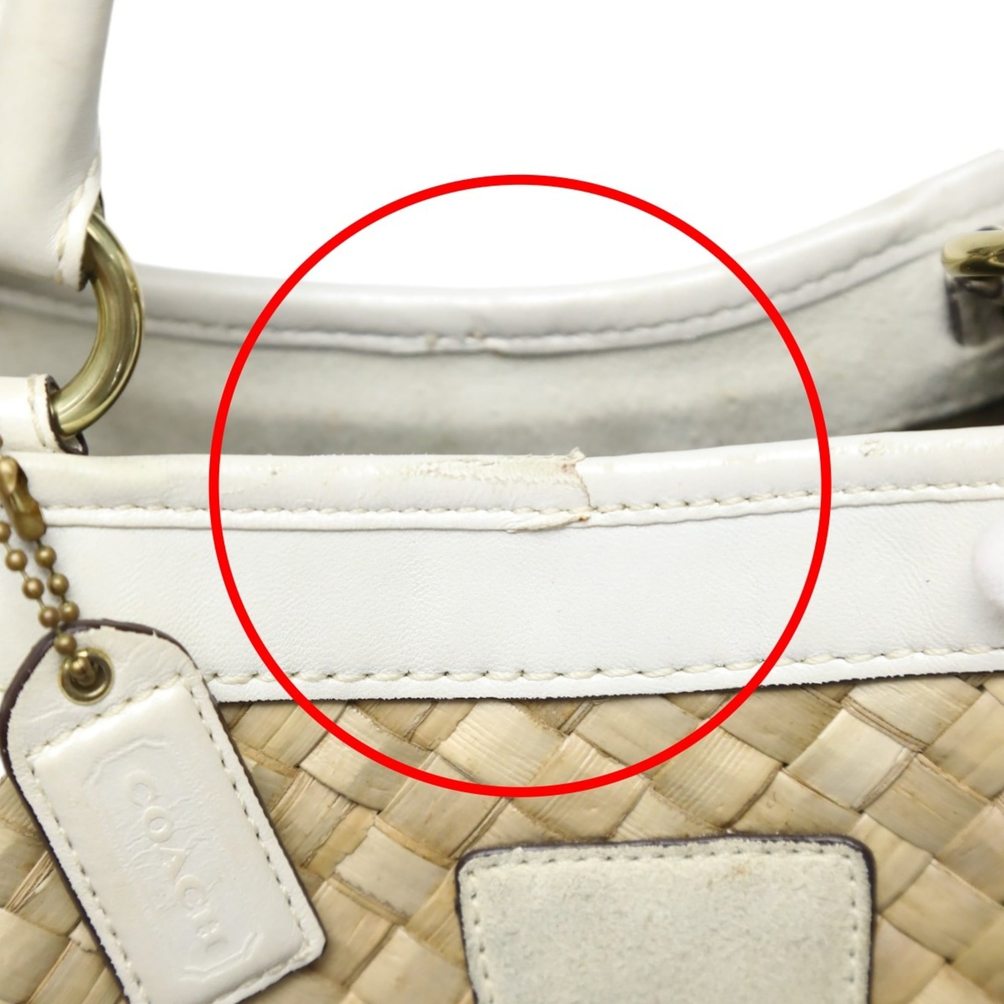Coach White Leather Handbag Tote Bag (Pre-Owned)
