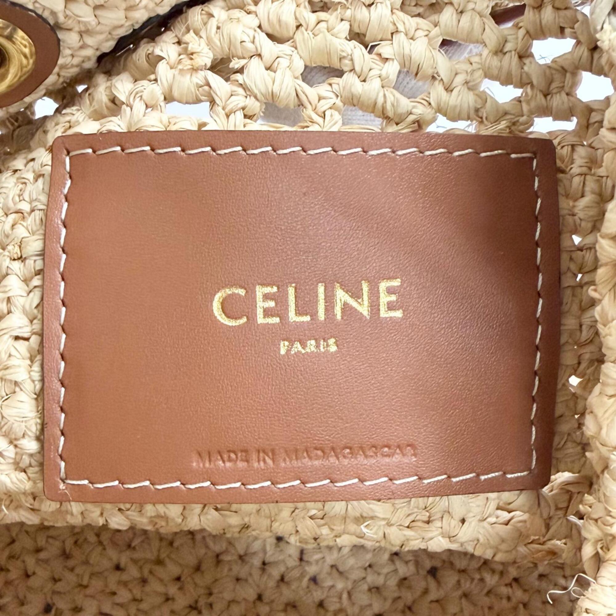 Celine Brown Raffia Leather Shoulder Bag (Pre-Owned)