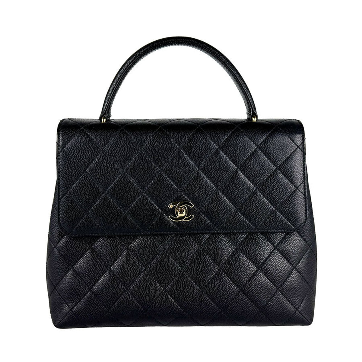 Chanel Black Grained Calfskin Handbag (Pre-Owned)