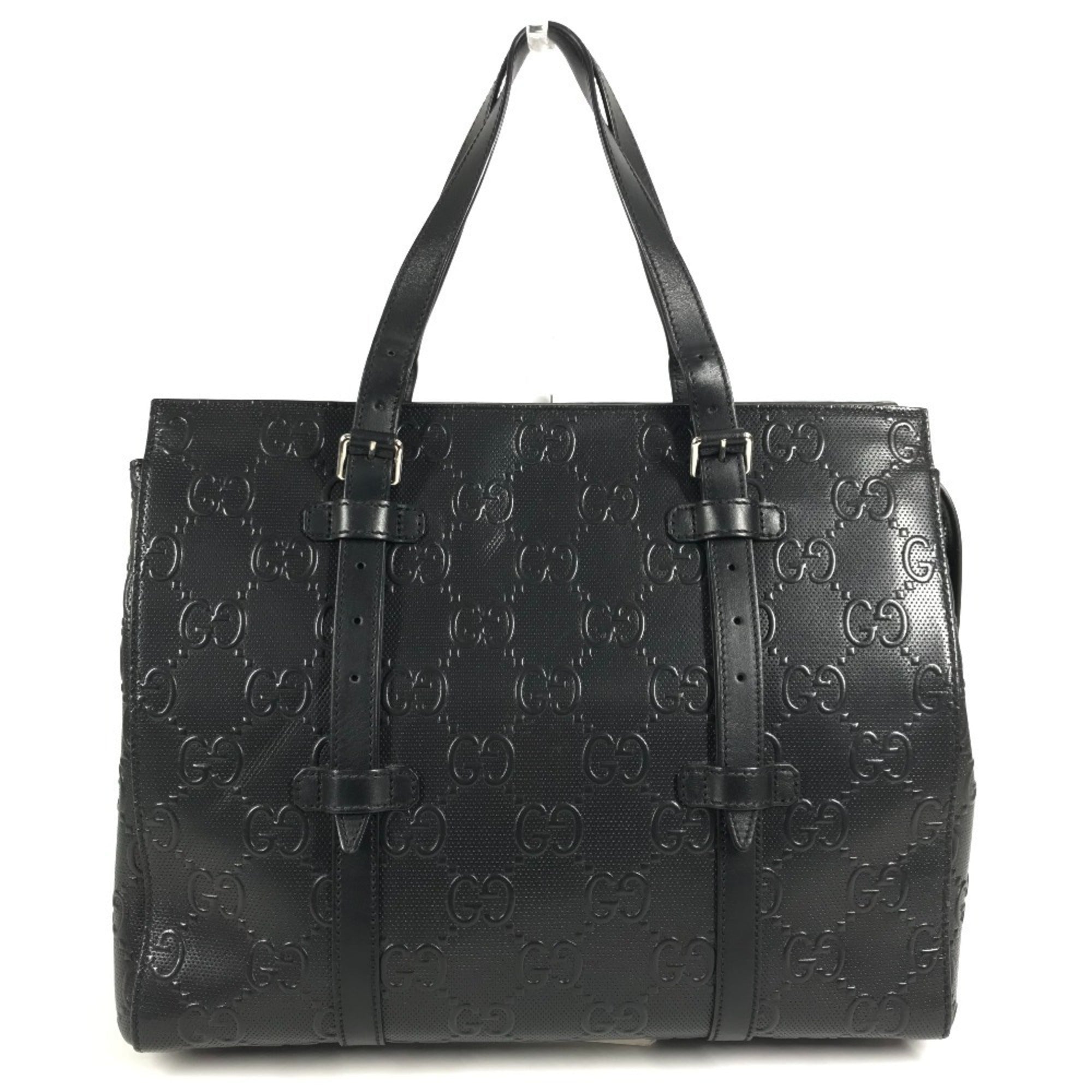 Gucci Black Leather Shoulder Bag Tote Bag (Pre-Owned)