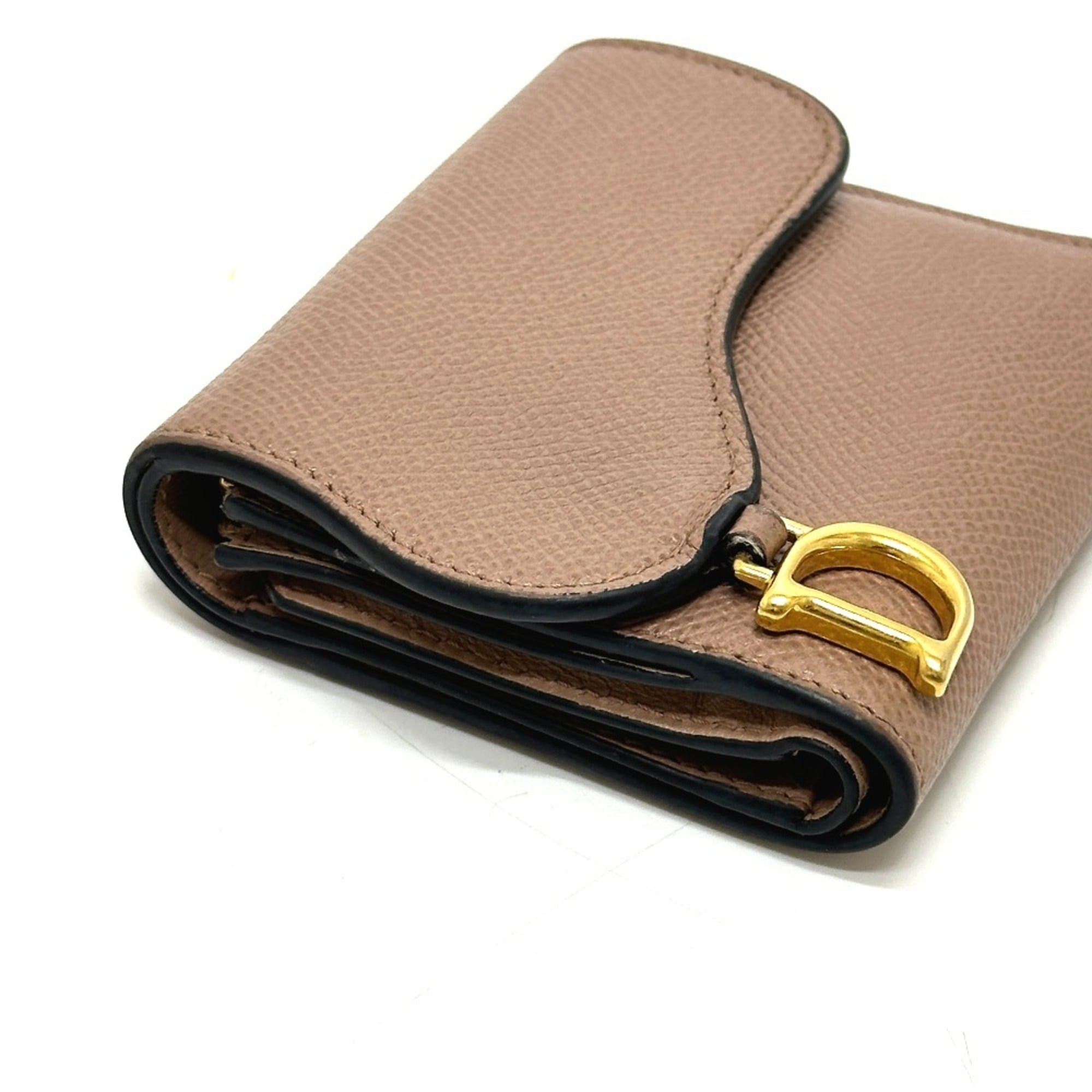 Christian Dior Beige Leather Wallet (Tri-Fold) (Pre-Owned)