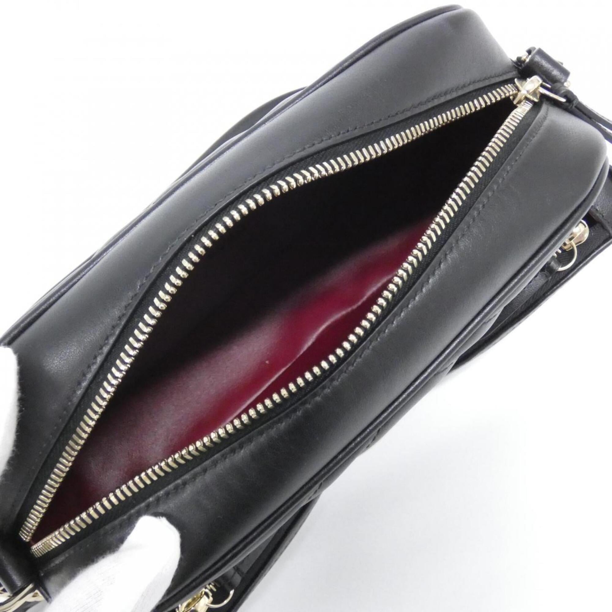 Gucci Gg Marmont Black Leather Shoulder Bag (Pre-Owned)
