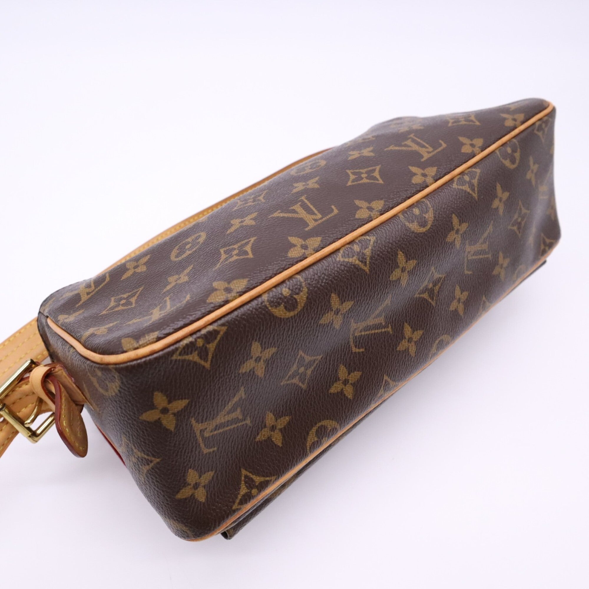 Louis Vuitton Monogram Beige Brown Coated Canvas Leather Handbag (Pre-Owned)