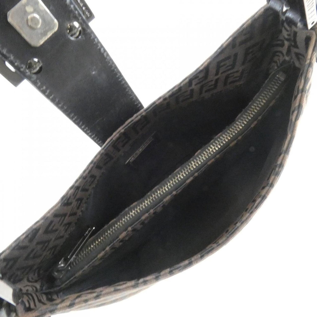 Fendi Black Brown Canvas Shoulder Bag (Pre-Owned)