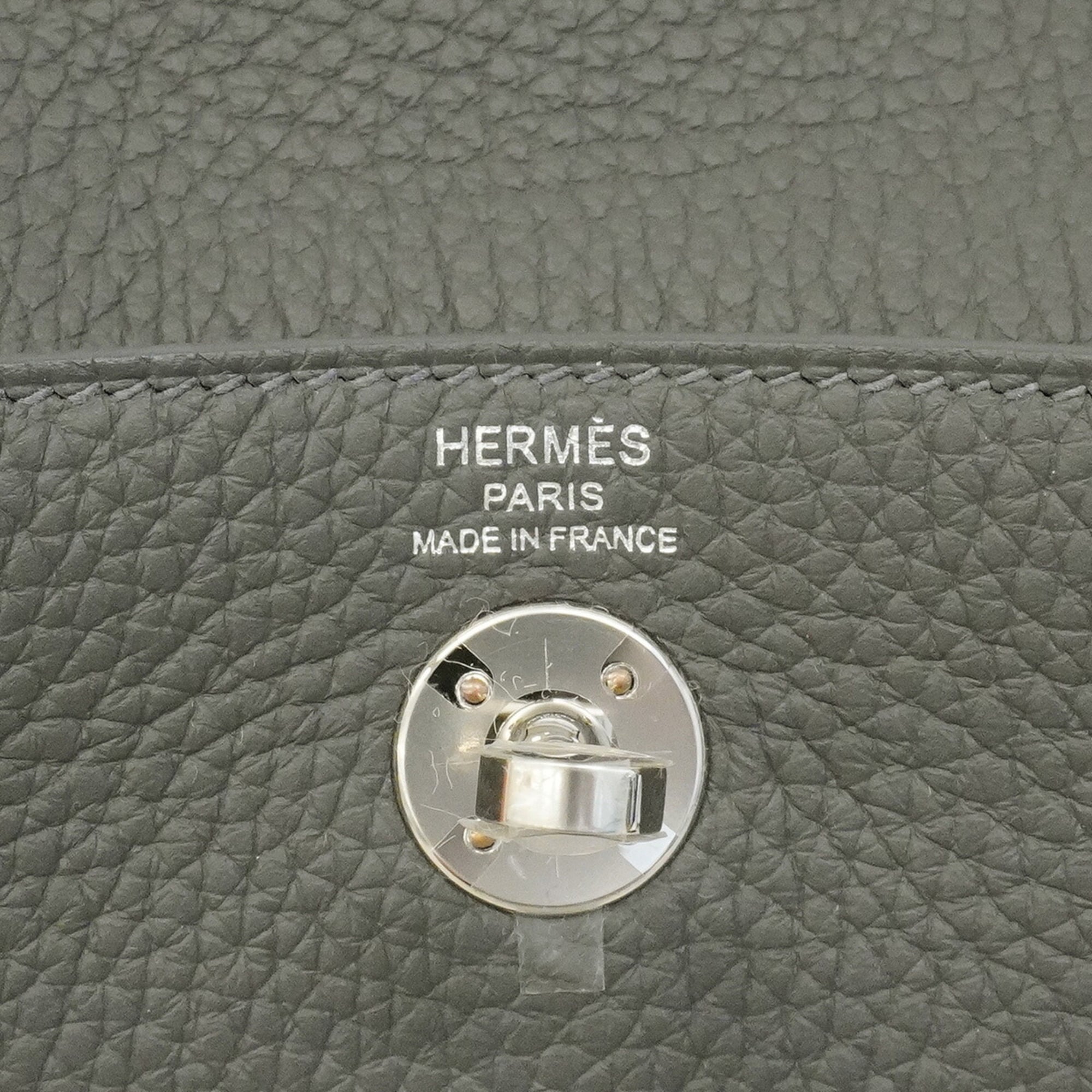 Hermes Ardoise Taurillon Clemence Leather Handbag (Pre-Owned)