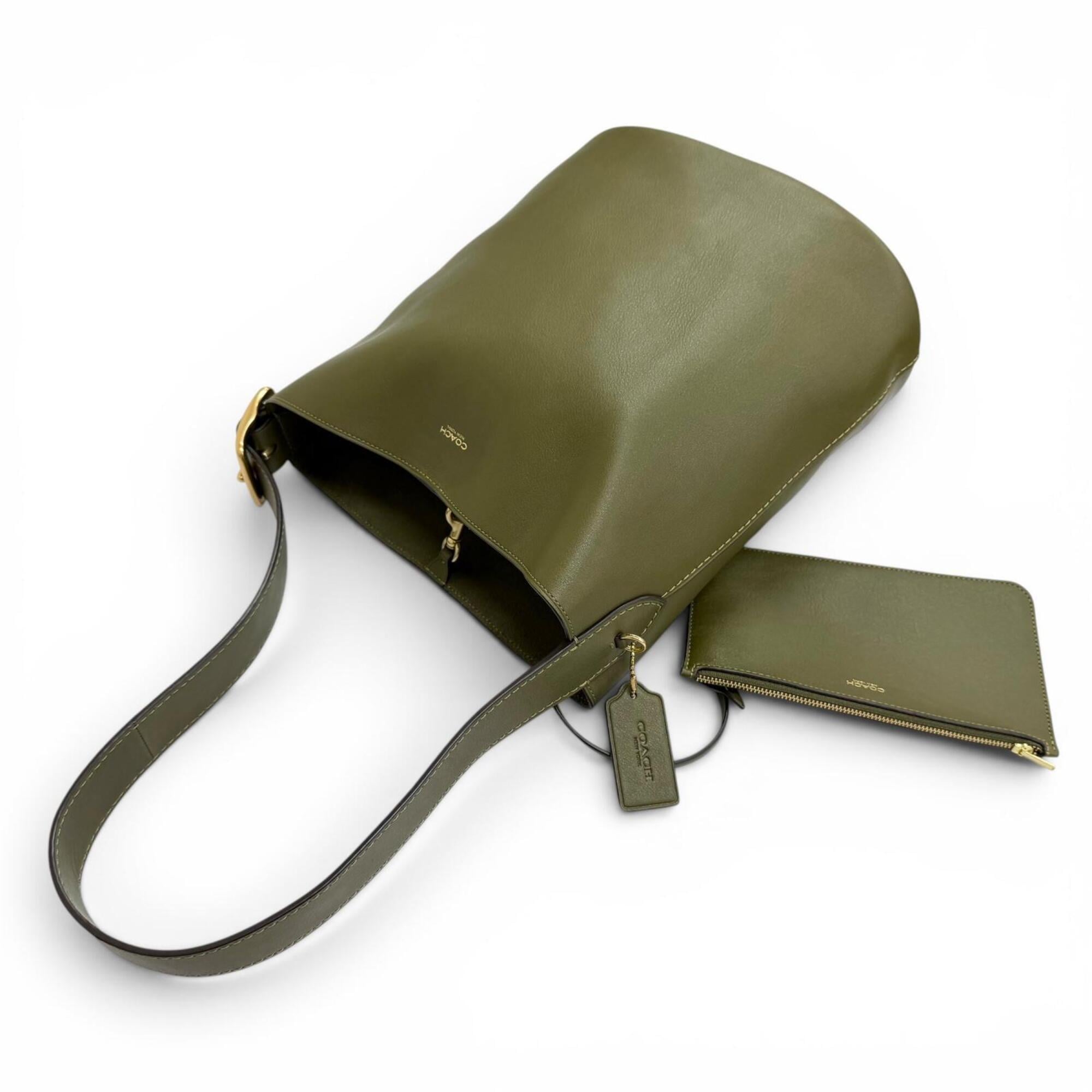 Coach Khaki Leather Pouch Shoulder Bag (Pre-Owned)