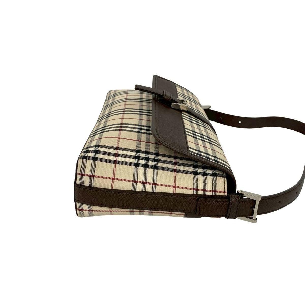 Burberry Beige Brown Canvas Leather Handbag Shoulder Bag (Pre-Owned)