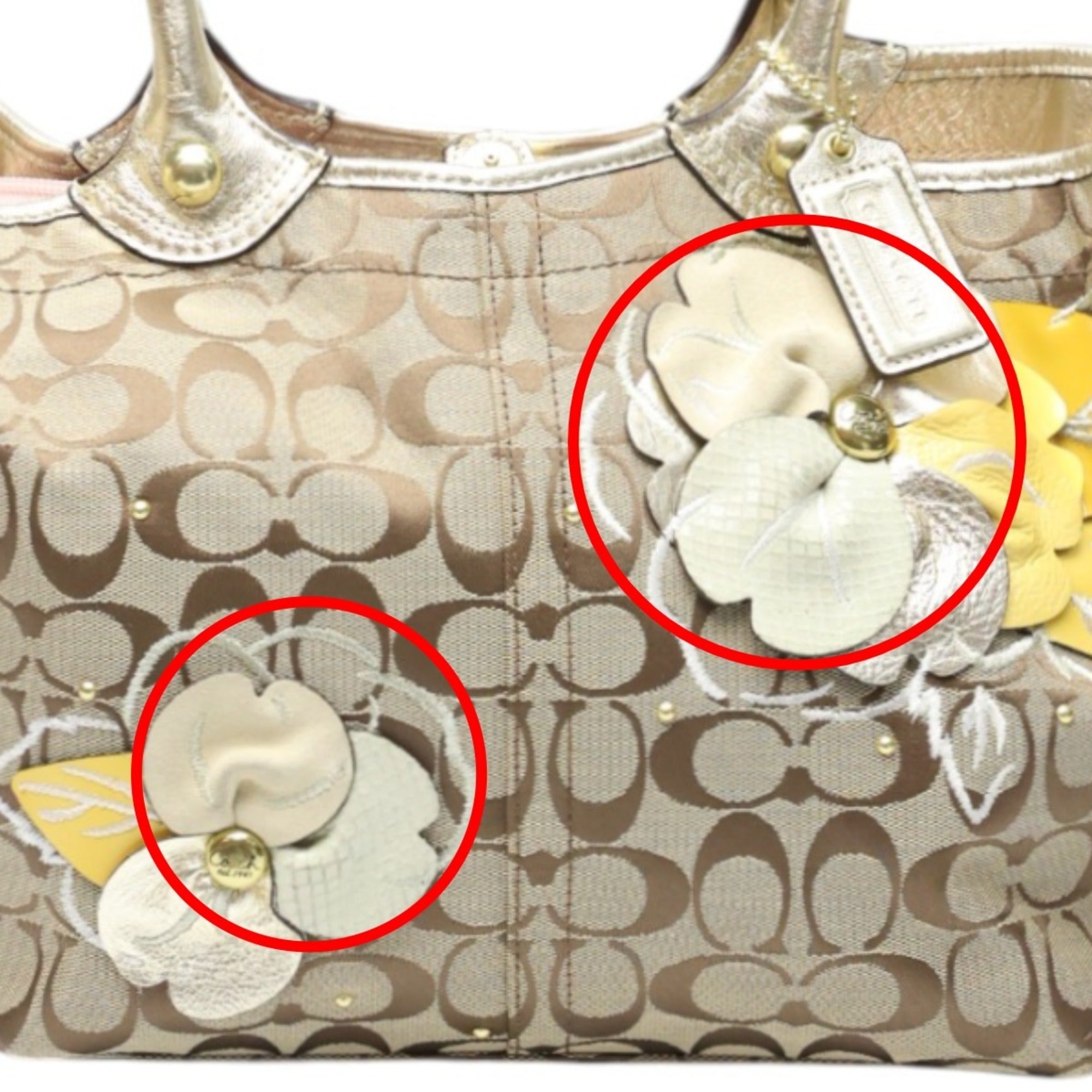 Coach Signature Khaki Signature Line Tote Bag (Pre-Owned)
