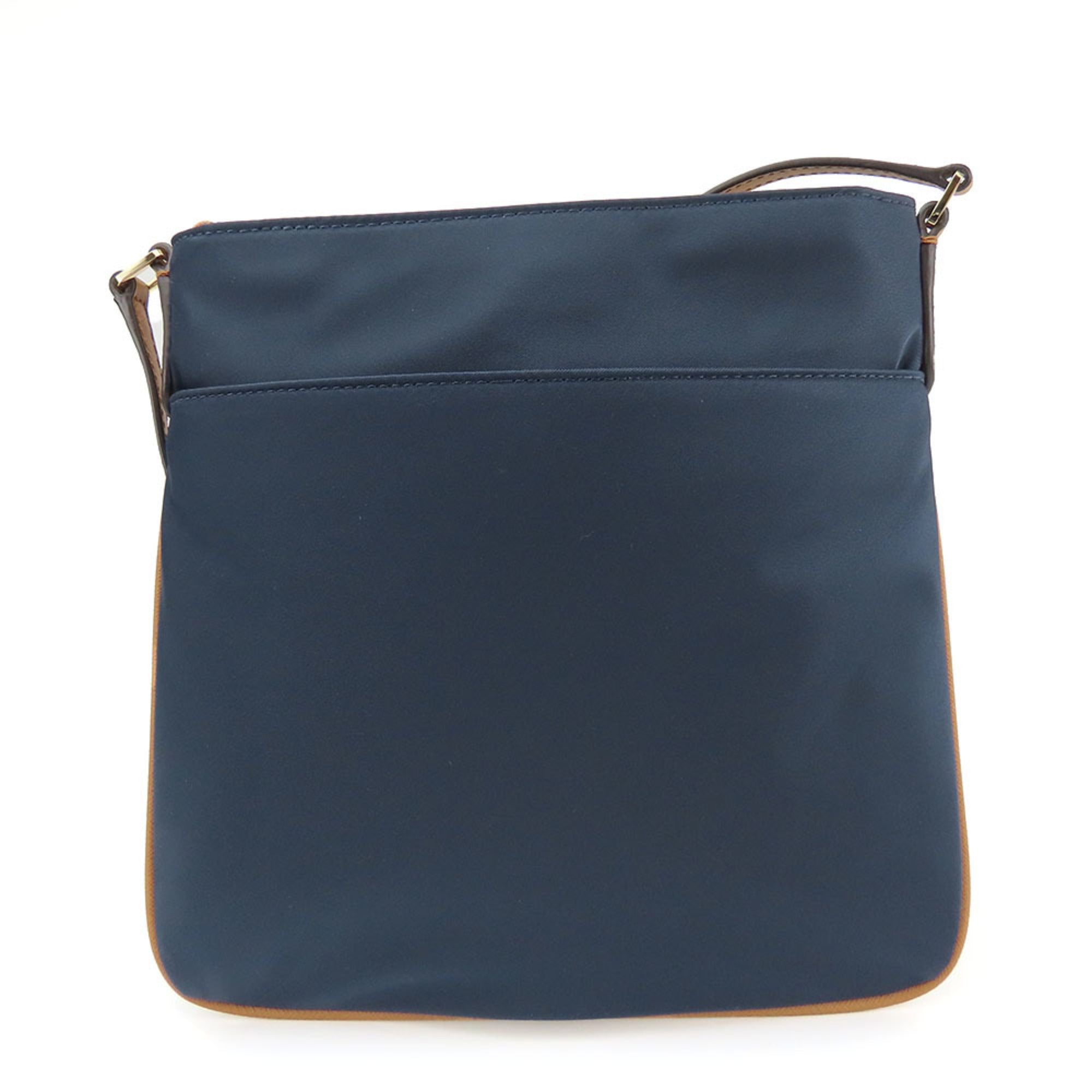 Michael Kors Brown Navy Nylon Leather Shoulder Bag (Pre-Owned)