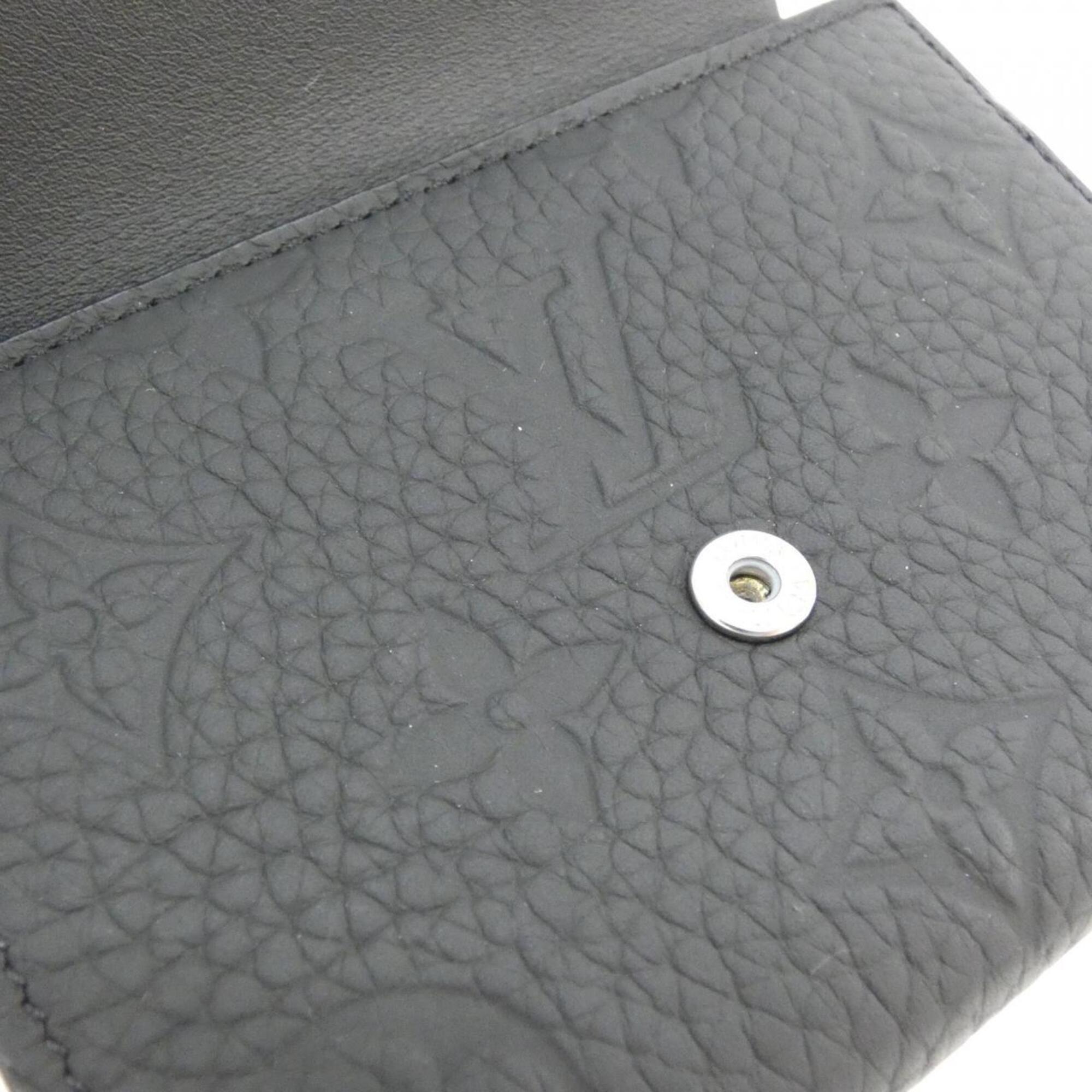 Louis Vuitton Black Leather Wallet (Tri-Fold) (Pre-Owned)