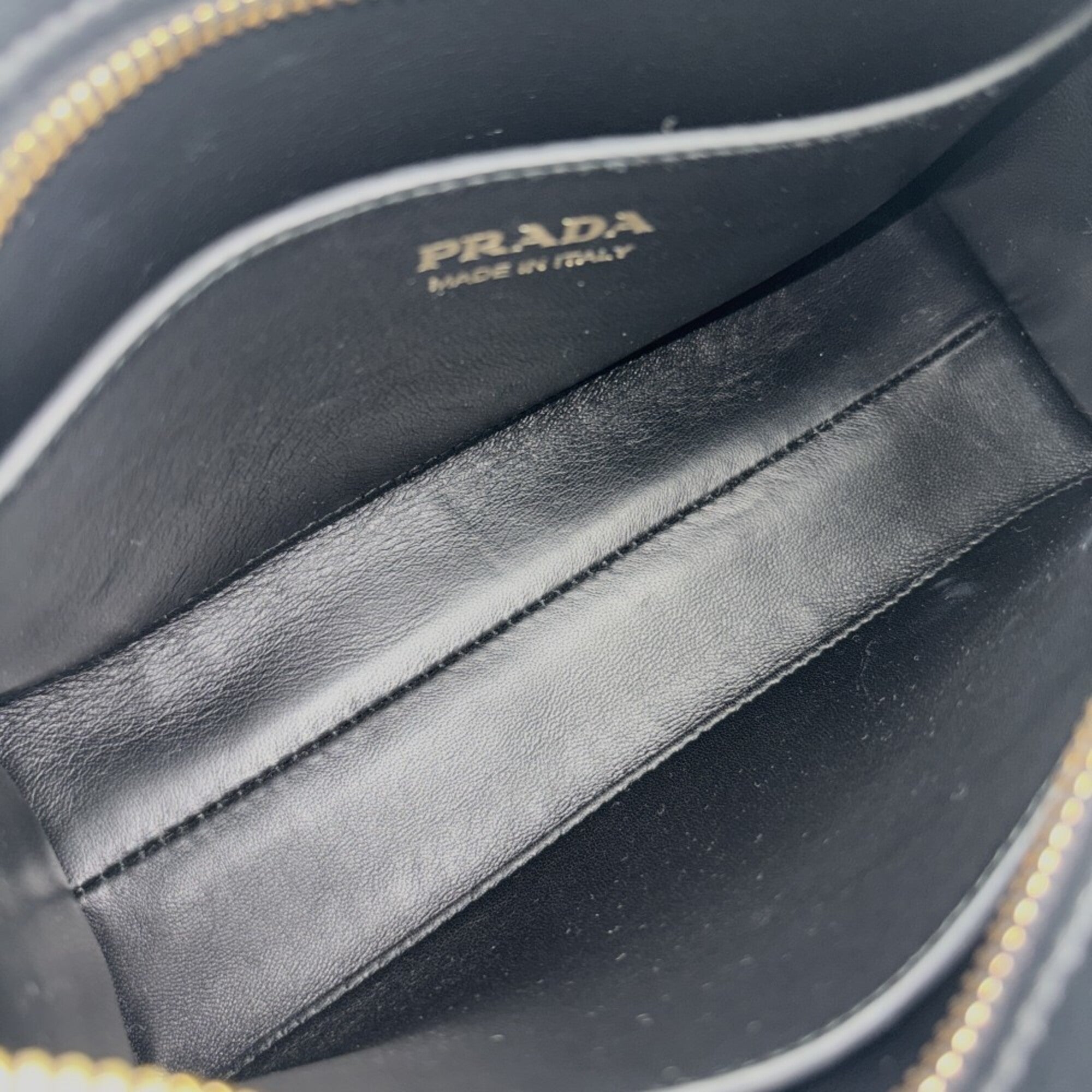 Prada Black Khaki Leather Shoulder Bag (Pre-Owned)