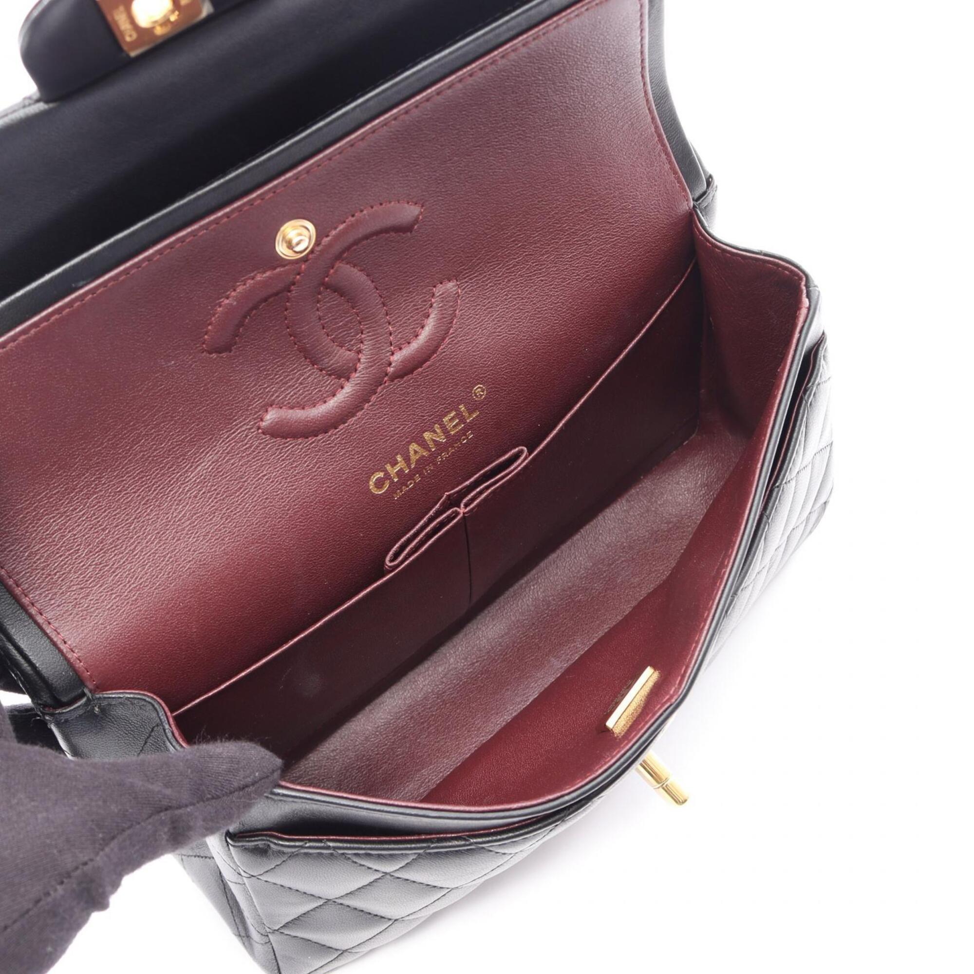 Chanel Black Leather Handbag Shoulder Bag (Pre-Owned)