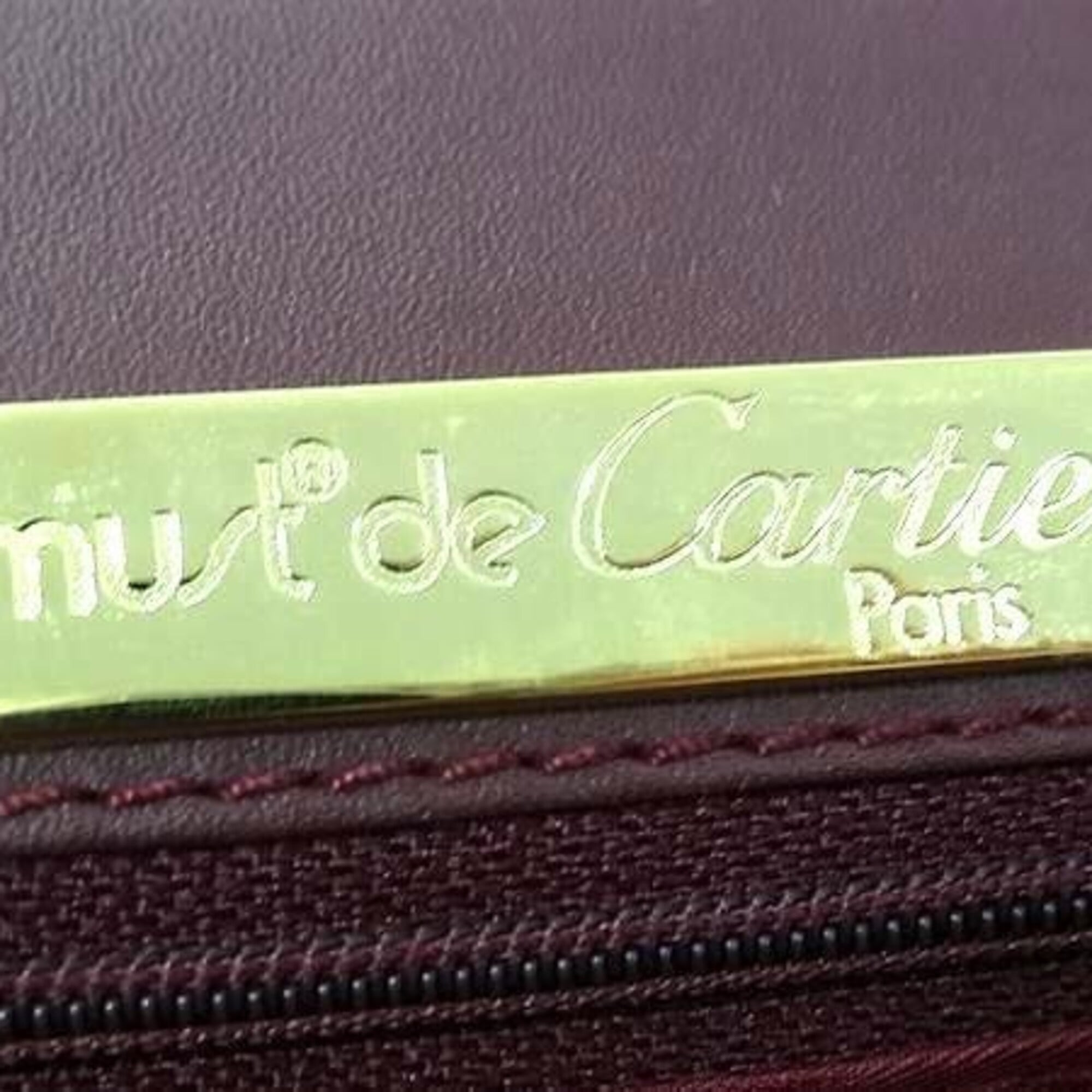 Cartier Must Bordeaux Leather Clutch Bag Shoulder Bag (Pre-Owned)