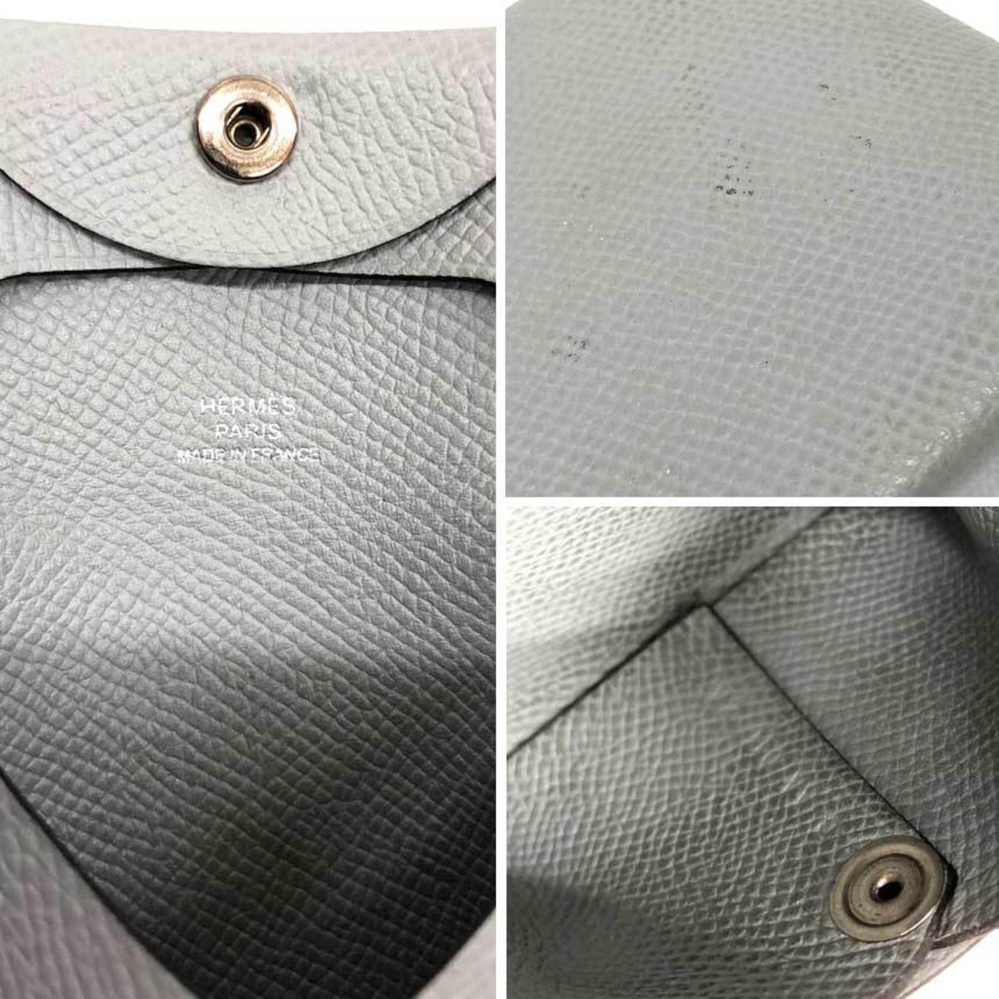 Hermes Gray Light Gray Leather Coin Purse/Coin Case (Pre-Owned)