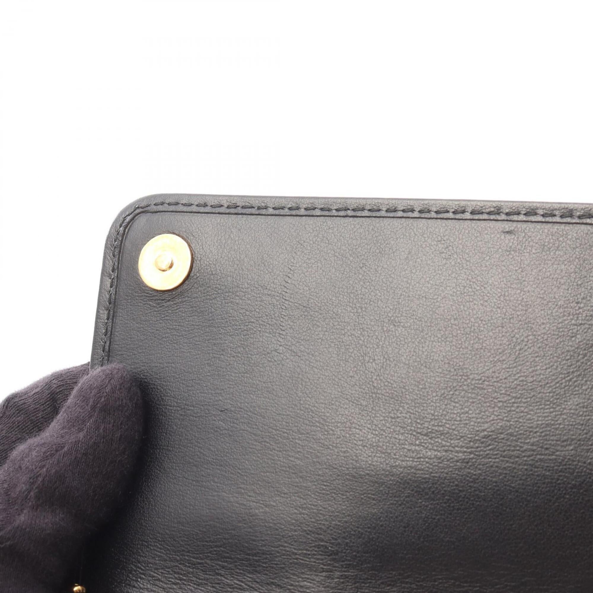 Prada Black Multi-Color Fabric Leather Long Wallet (Bi-Fold) (Pre-Owned)