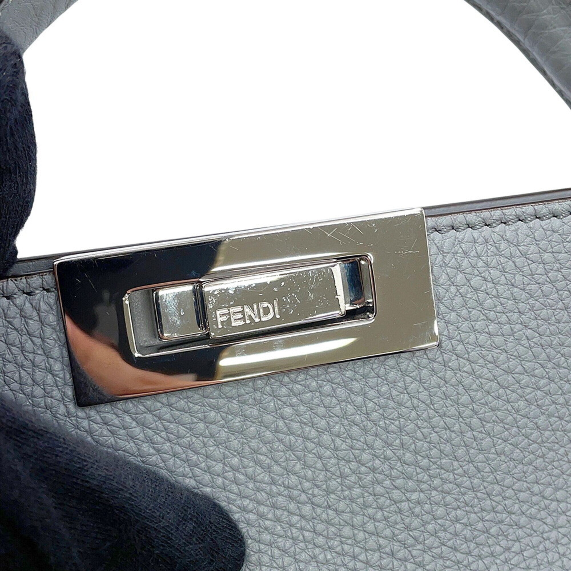 Fendi Gray Leather Handbag (Pre-Owned)