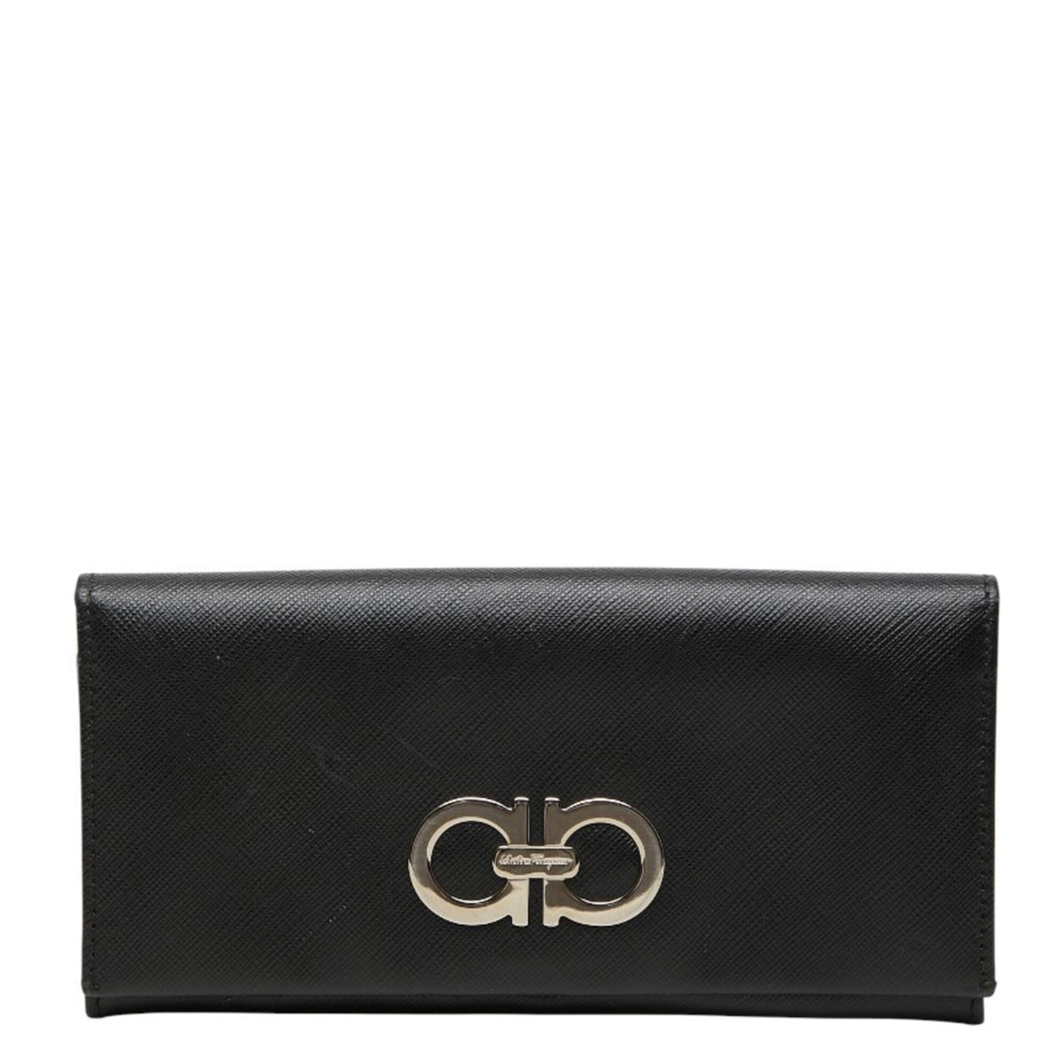 Salvatore Ferragamo Black Leather Long Wallet (Bi-Fold) (Pre-Owned)