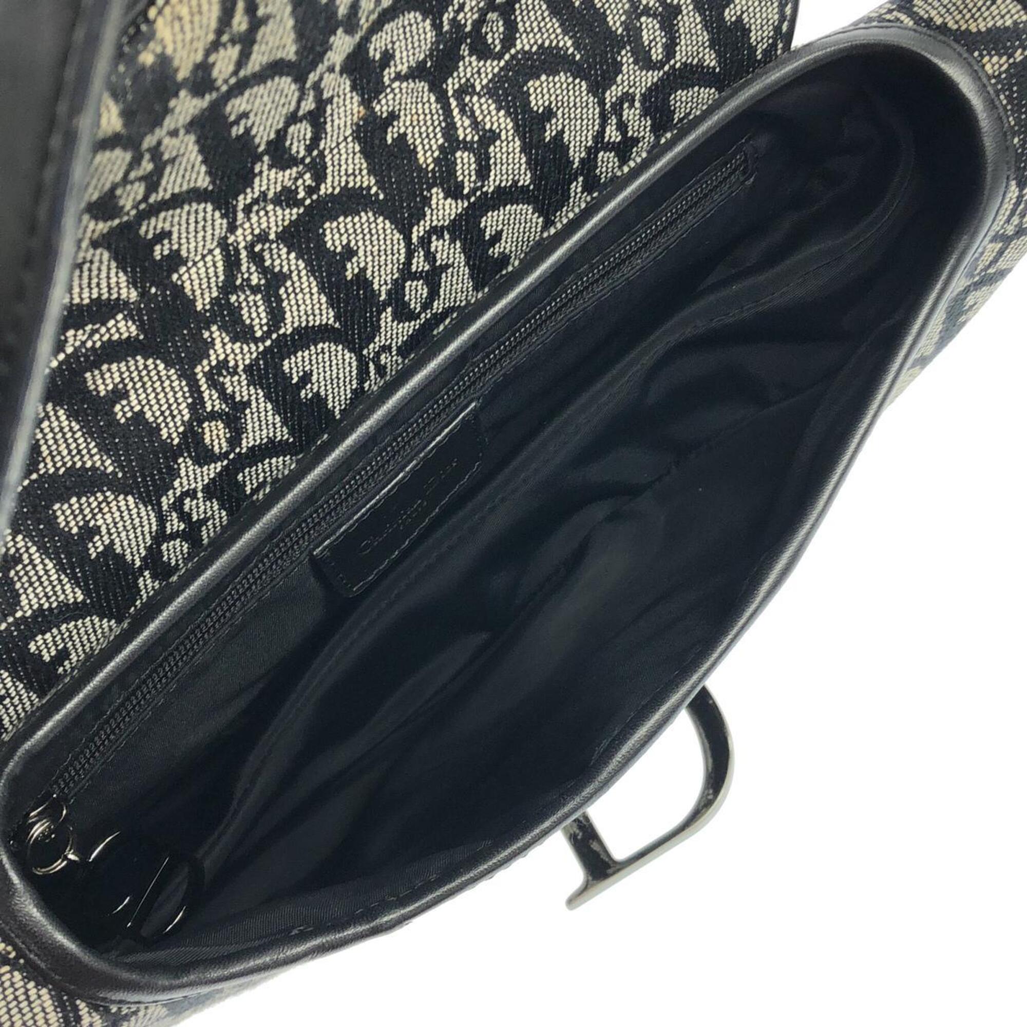 Christian Dior Black Canvas Saddle Bag Shoulder Bag (Pre-Owned)