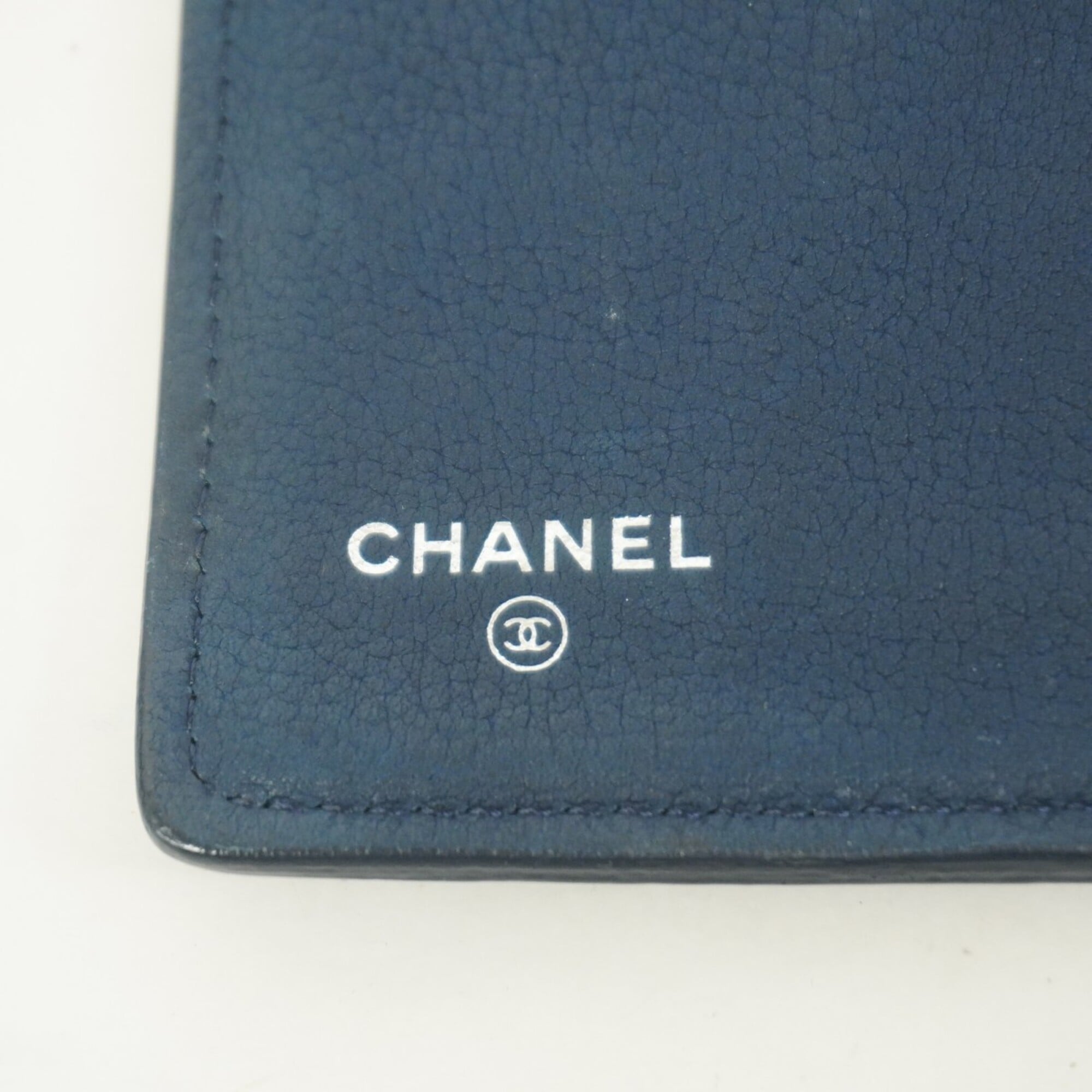 Chanel Blue Leather Long Wallet (Bi-Fold) (Pre-Owned)