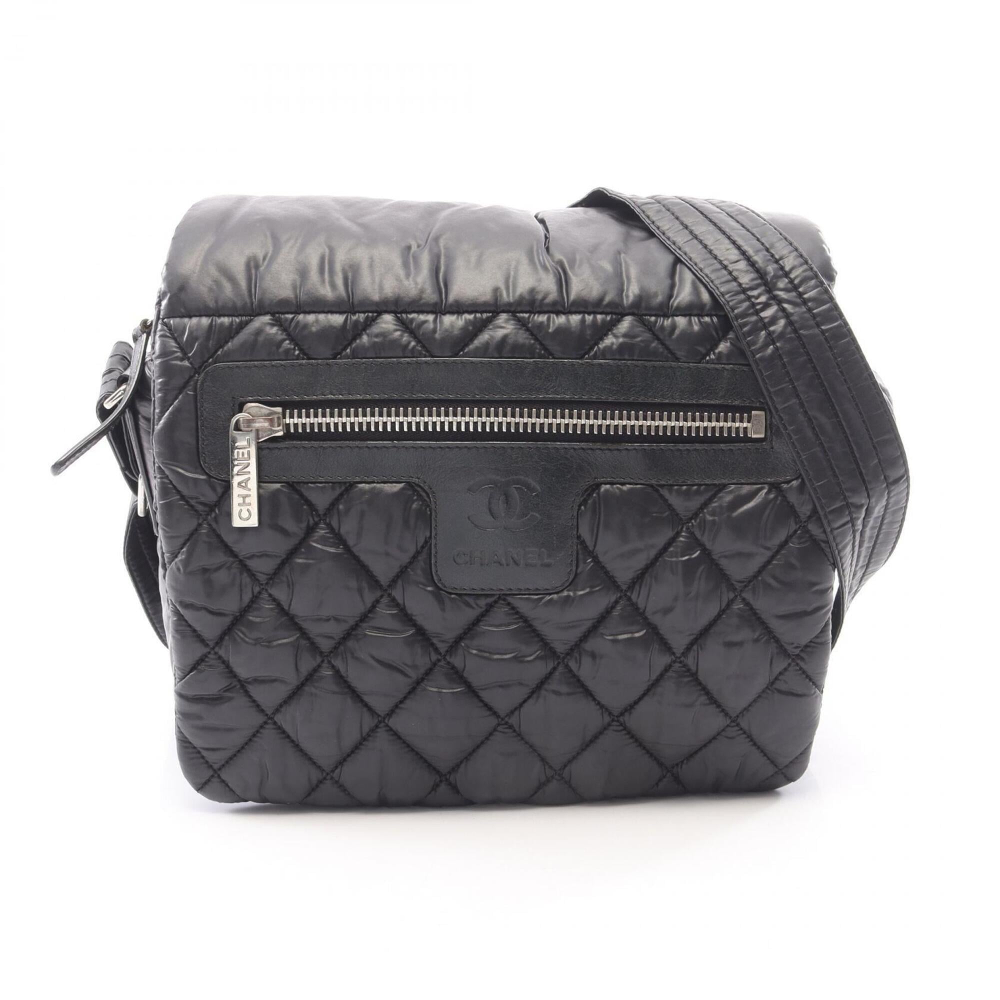 Chanel Coco Cocoon Black Nylon Leather Handbag Shoulder Bag (Pre-Owned)