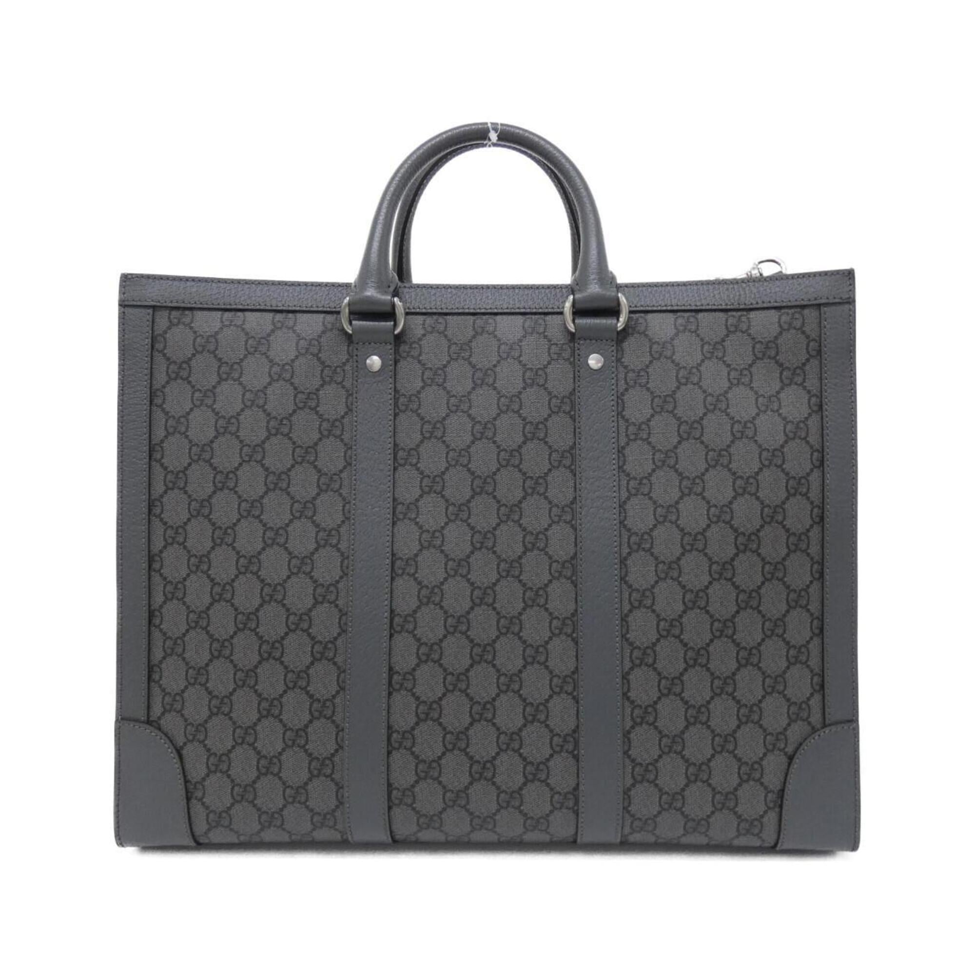Gucci Ophidia Black Gray Gg Supreme Leather Handbag (Pre-Owned)