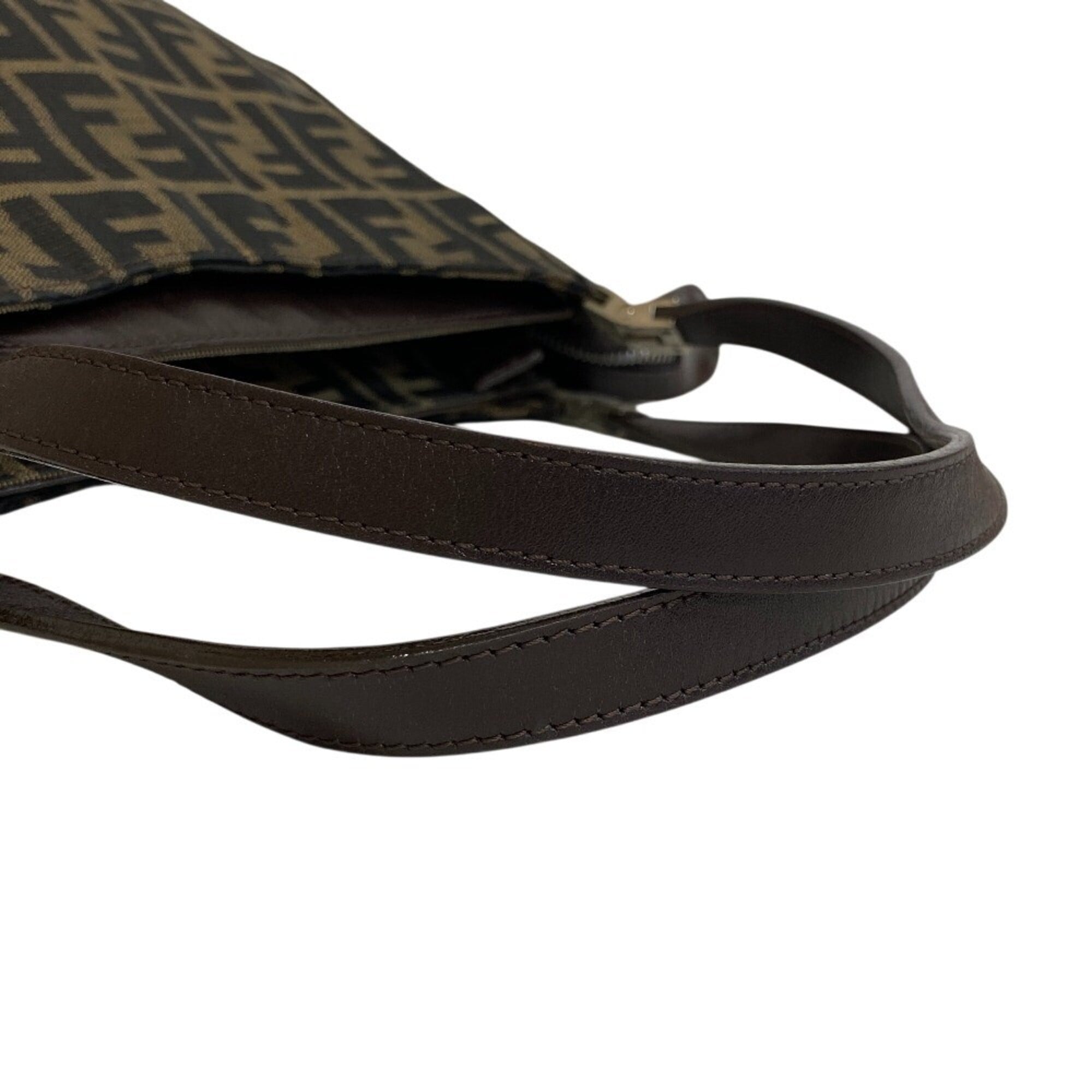 Fendi Zucca Brown Leather Handbag (Pre-Owned)